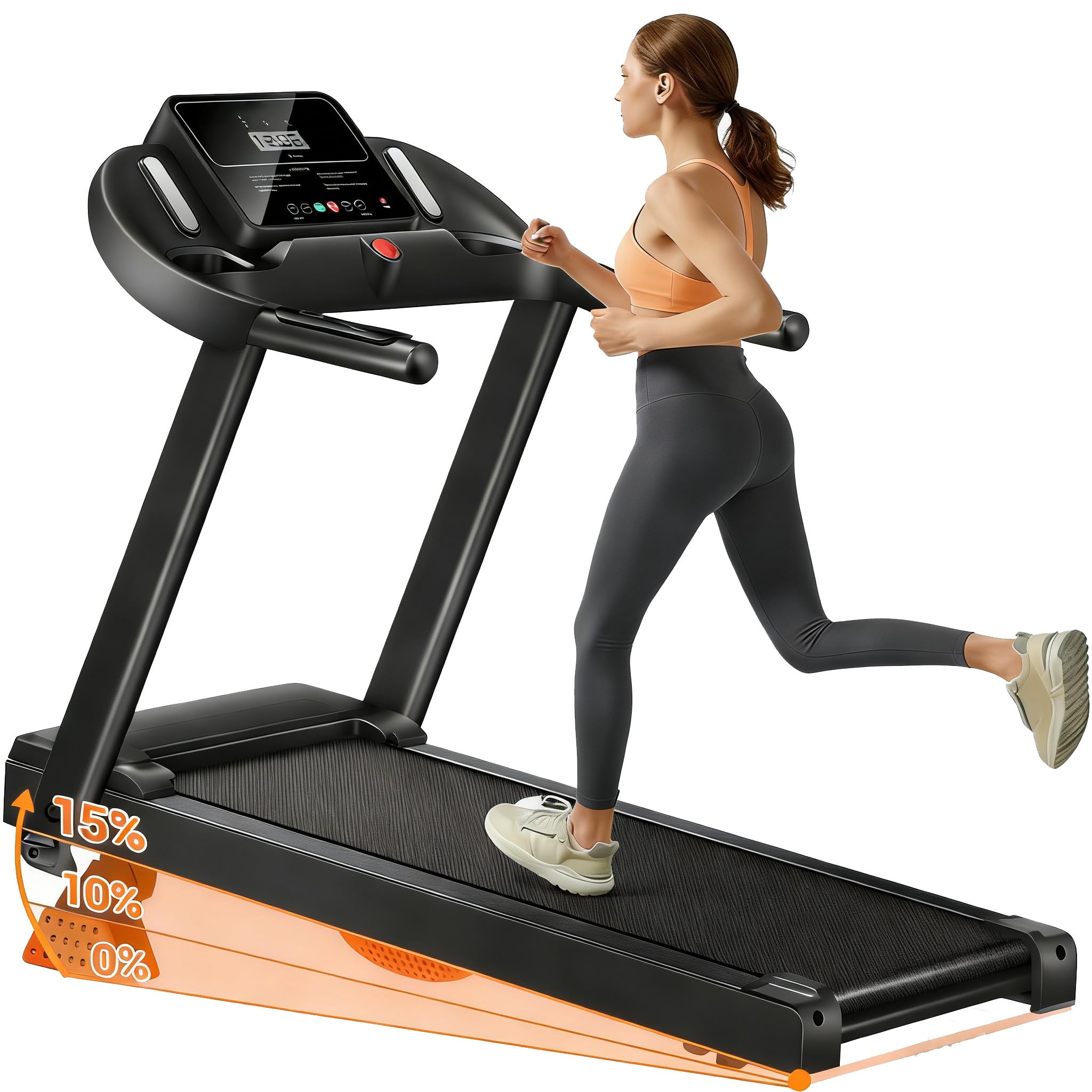 Xyphoril Tapis Roulant Elettrico Salvaspazio con Pendenza Regolabile 0%-15%, Motore Senza Spazzole 3.0HP, Corsa fino a 14KM/H, Nastro Running 102×39CM, 12 Modalità Sportive, Monitor Frequenza Cardiaca