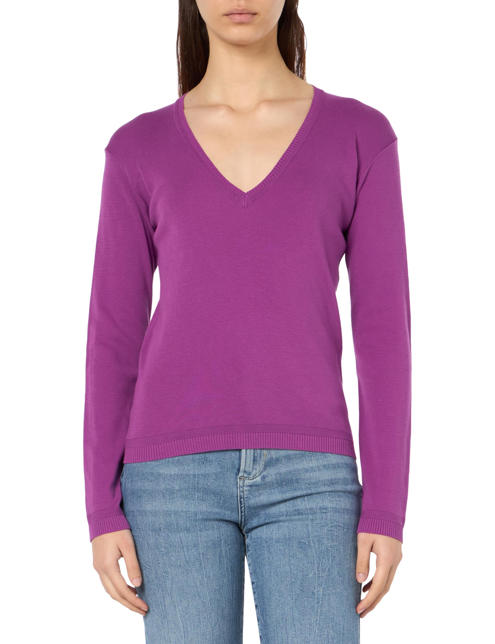United Colors of Benetton Women's V-Neck Jersey M/L 1091d4625 Sweater, Purple 007, XS