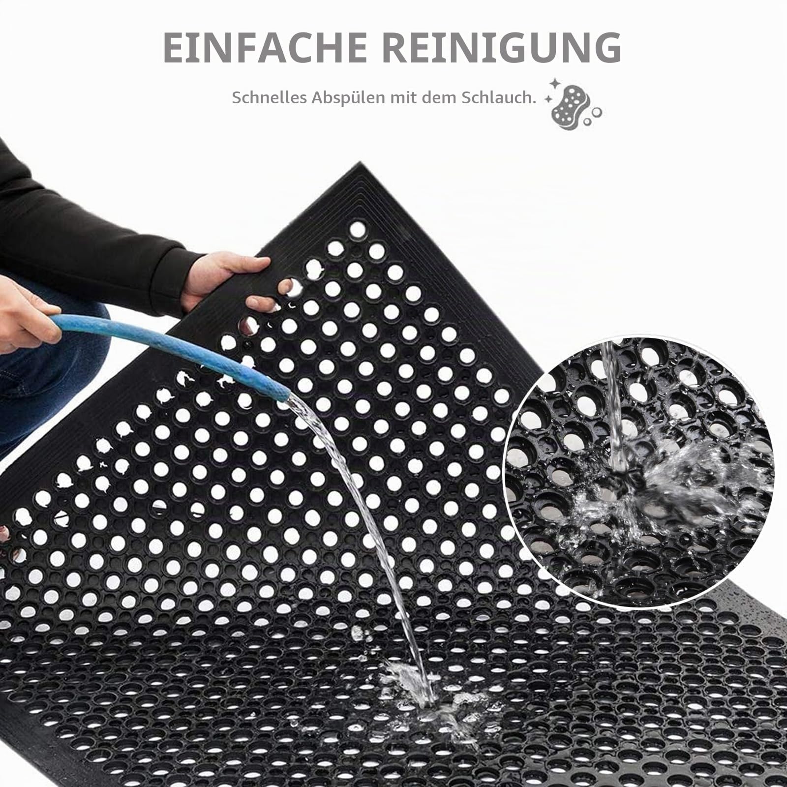 Gummimatten Außenbereich Gummimatte Ringgummimatte Wabenmatten 90x150cm | Ringmatte Lochmatte rutschfest Gummimatten mit Löchern