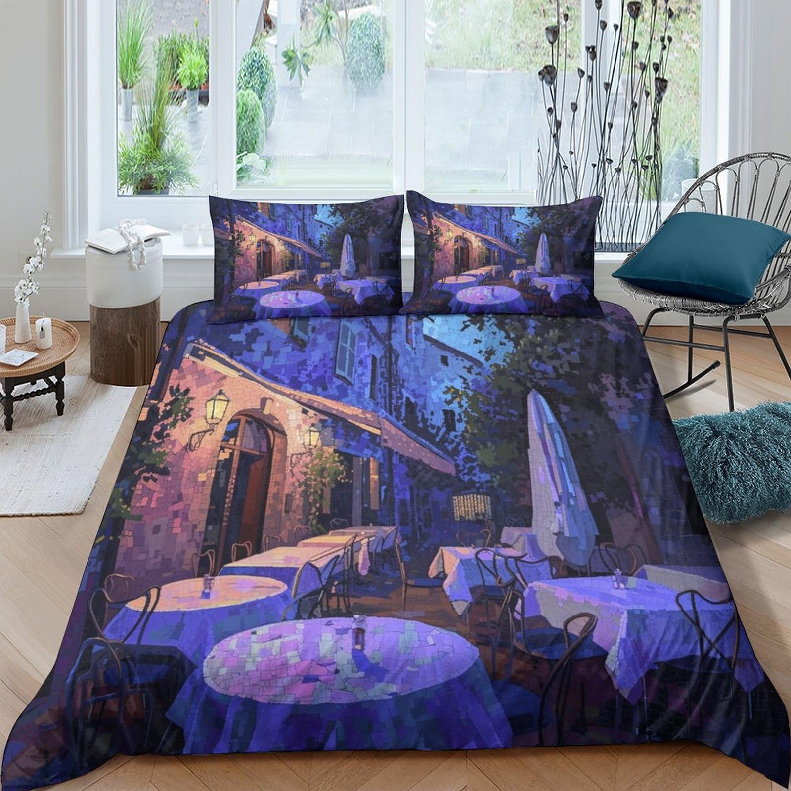 Housse de couette fermeture éclair imprimé 3D ensemble literie king size
