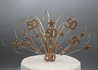 Cake Topper Champagne Stars Hearts on Wires Birthday Cake Spray Explosion Cake Decoration Personalised 16th 18th 21st 30th 40th 50th 60th 70th 80th 005