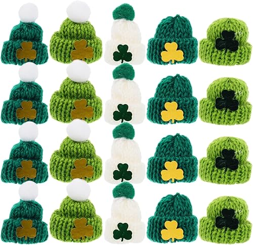 Miniatura 1 de 25 piezas Mini sombreros de punto en miniatura sombreros de punto de San Patricio sombreros de punto sombreros de muñeca mini sombrero de lana para