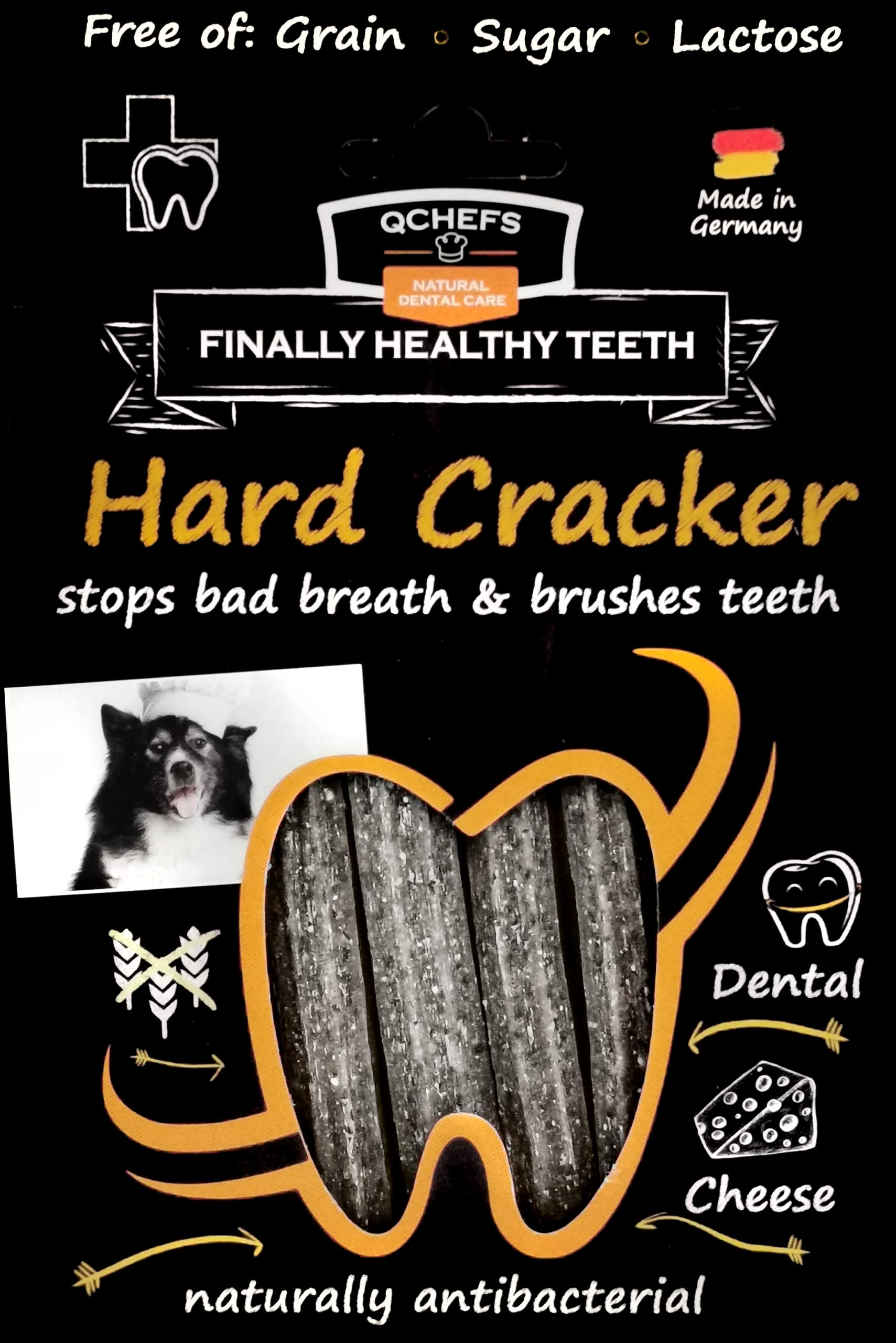 QCHEFS Hard Cracker: 4 kości do żucia dla małych psów i szczeniaków, naturalnie antybakteryjna pielęgnacja zębów – Veggi Bully Stick w przypadku nieświeżego oddechu i kamienia nazębnego (twarde