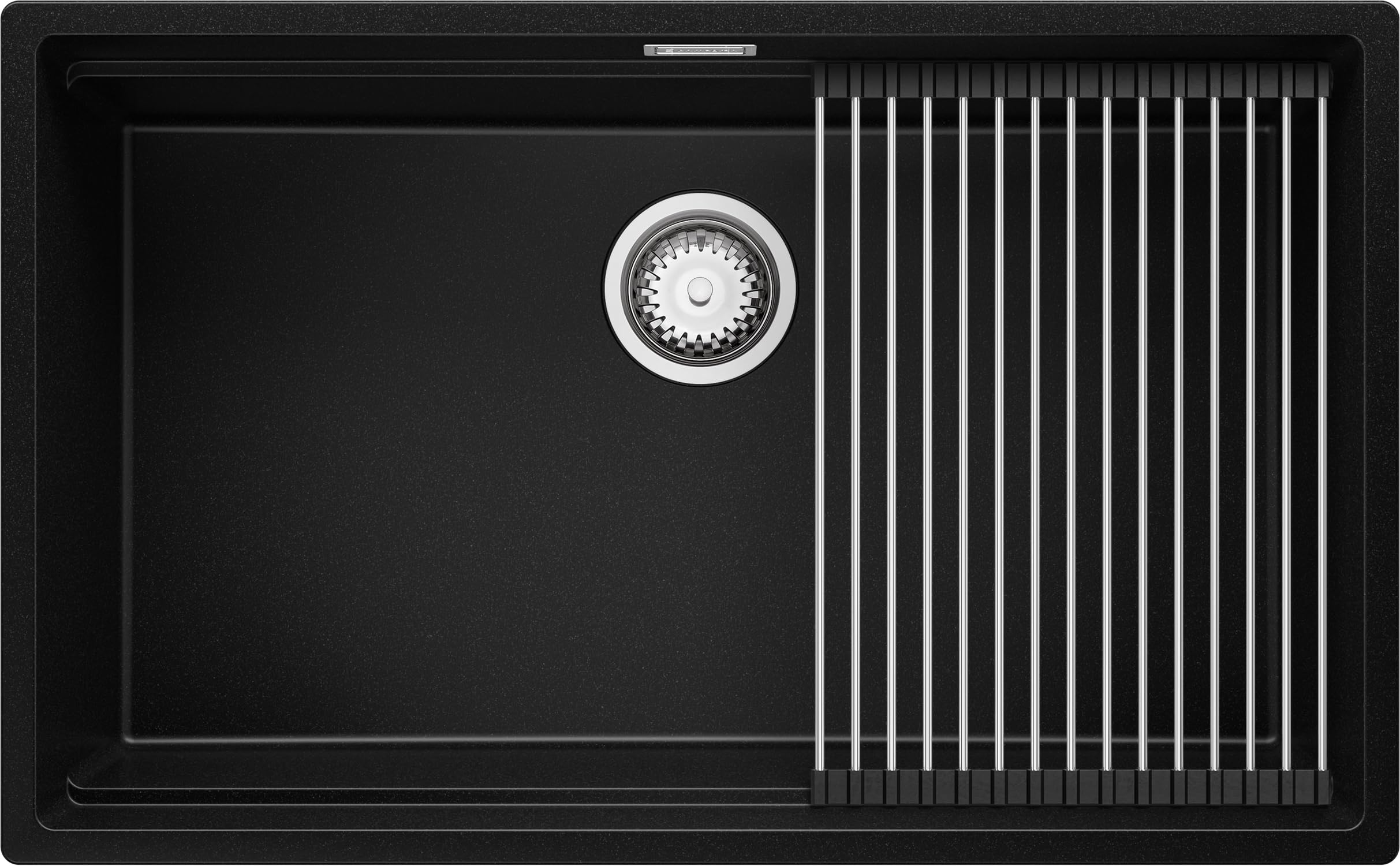 Évier granit noir 76x47cm pour cuisiner et nettoyer confortablement dans une cuisine design
