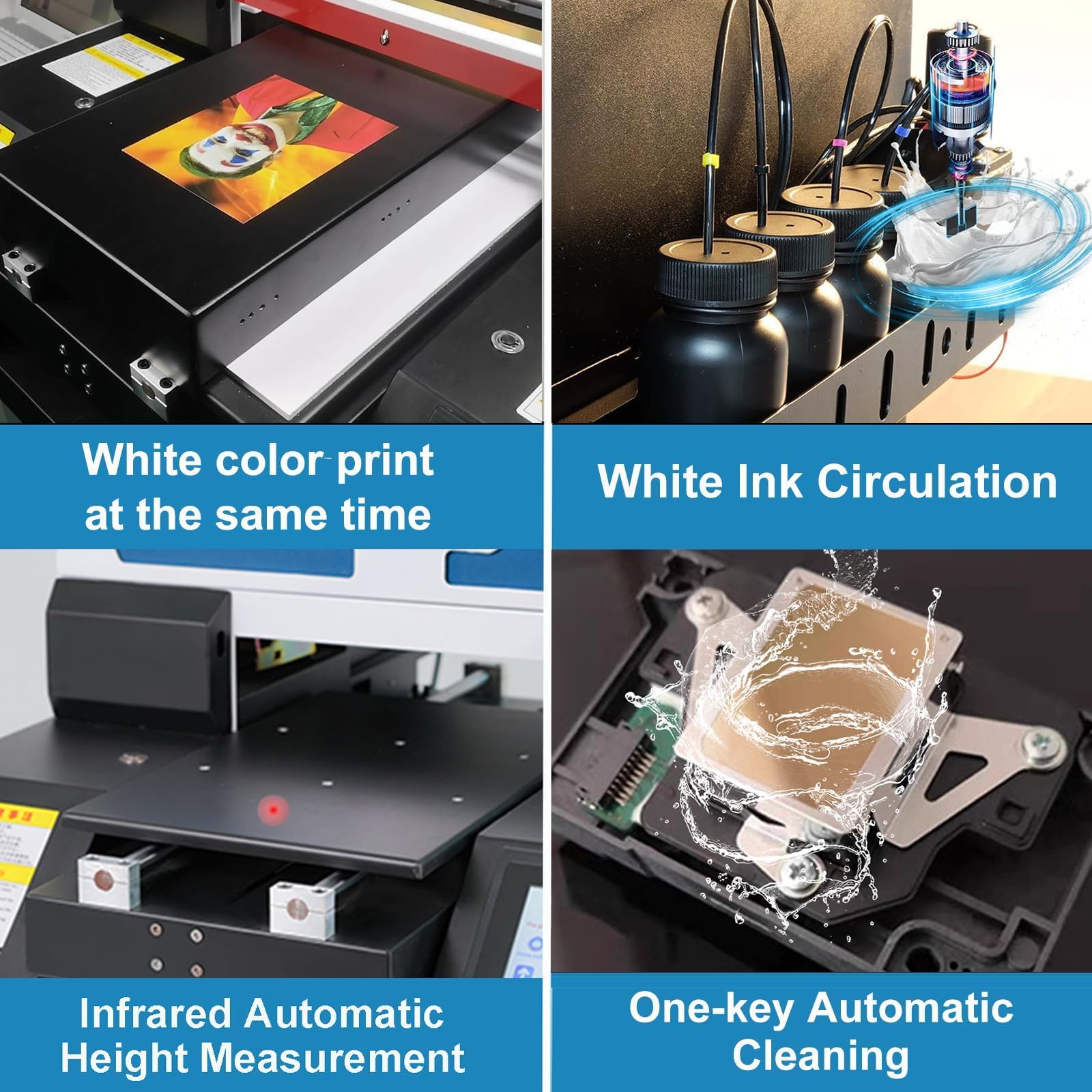 Impresora Plana UV de inyección de Tinta A3 Impresora de Superficie Multifuncional de inyección de Tinta de Color automática se Pueden Imprimir Botellas, Negra, 2880x1440dpi