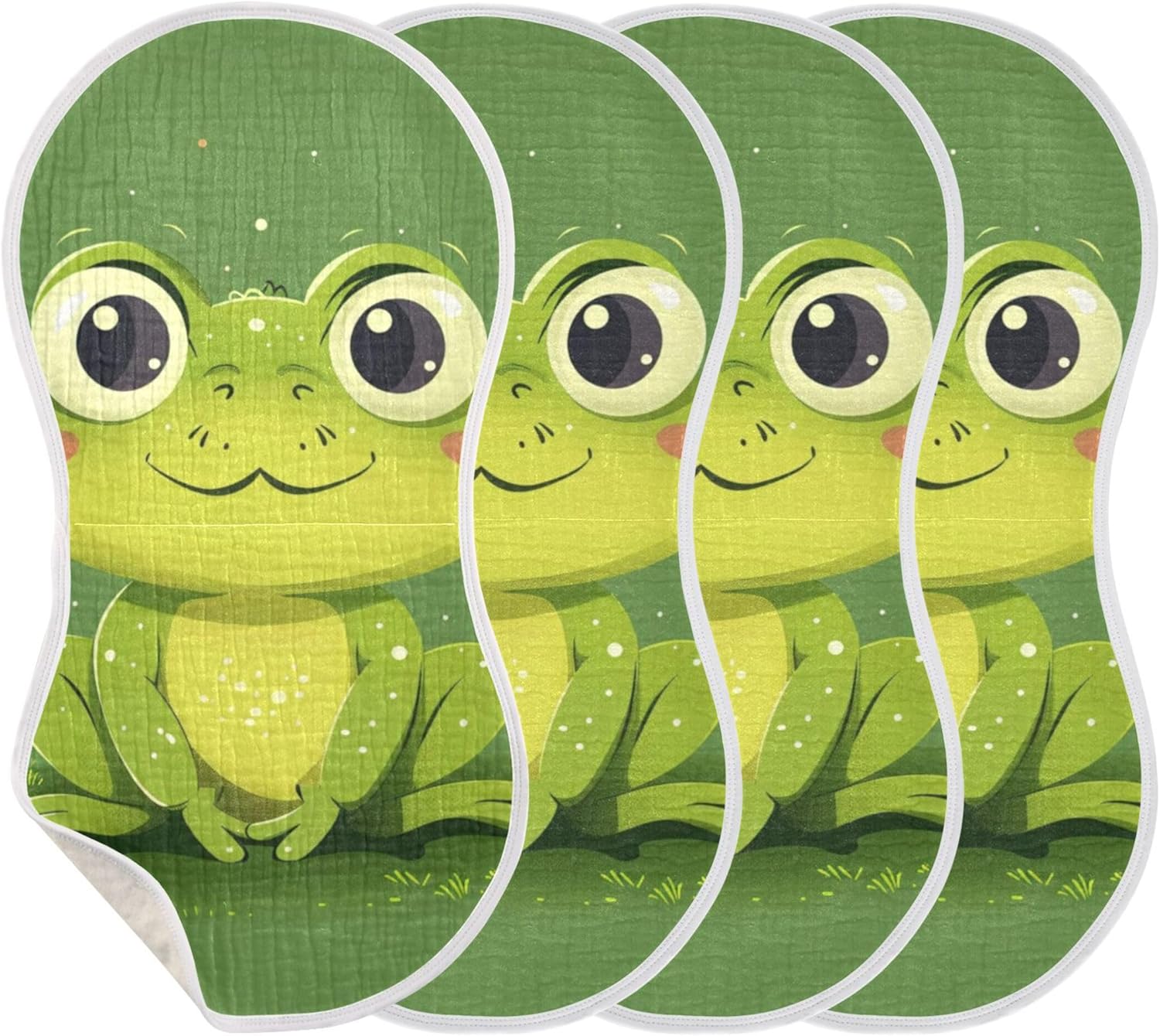 Cute Cartoon Frog Burp Cloths Baby Boys Girls Absorbent Soft Cotton Burping Cloths Rags 4 Pack