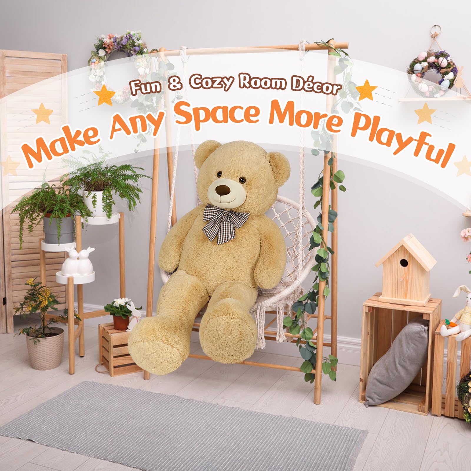 MorisMos Oso de peluche gigante de 120 cm, tamaño XXL, color marrón, oso de peluche grande, para cumpleaños