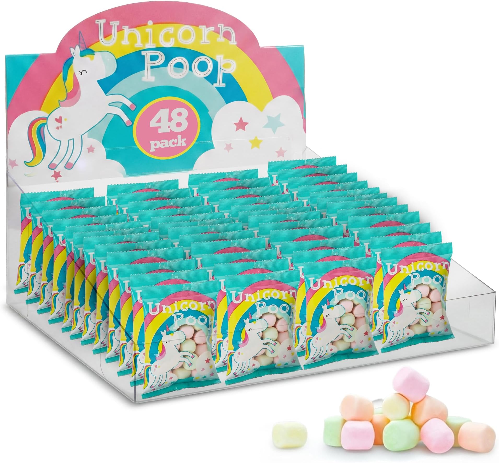 Unicorn Poop Candy - MADE IN THE USA - 48 Unicorn Party Supplies - Unicorn Birthday Party Favors for Kids - Bulk Candy Packs for Classroom