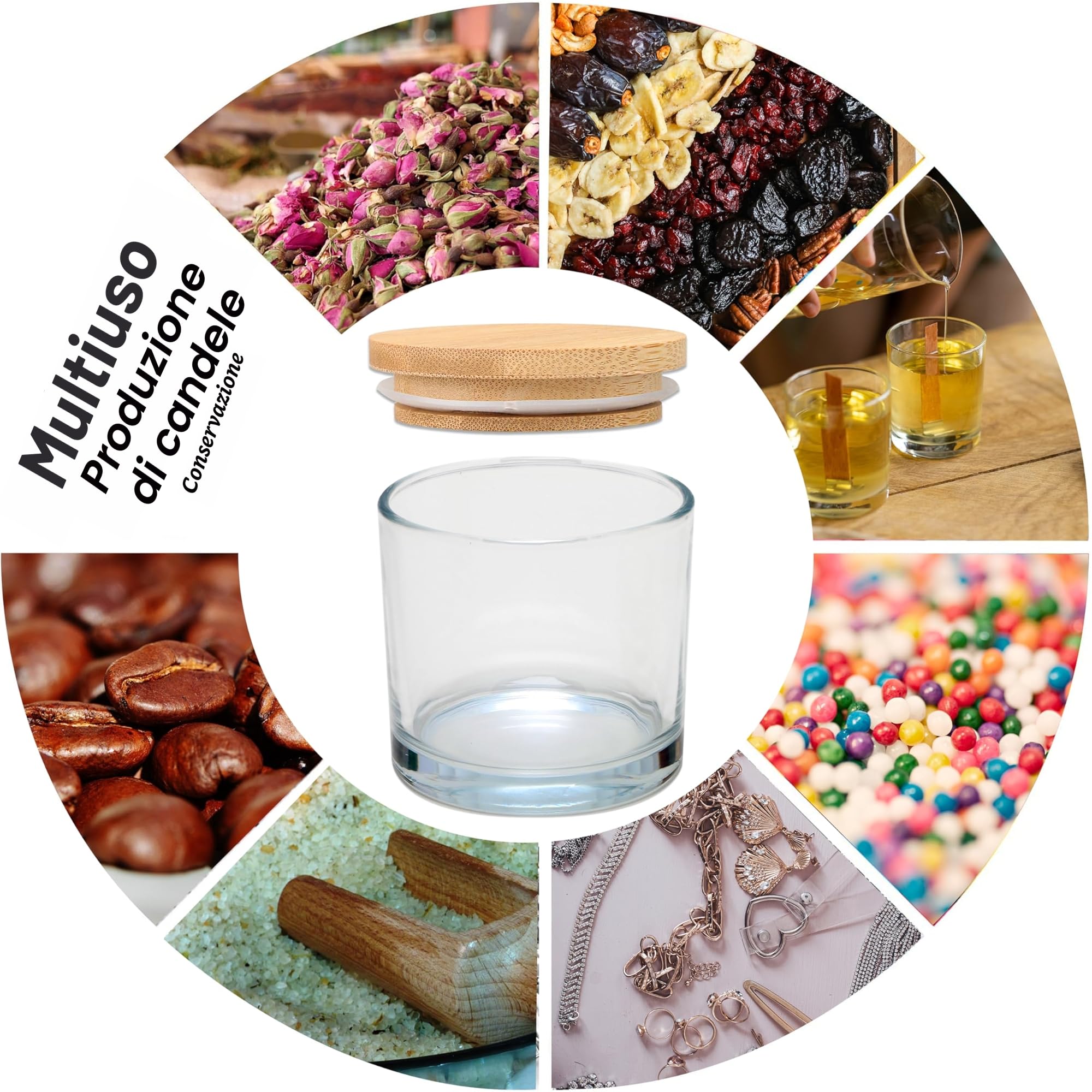 MILIVIXAY Set di 20 barattoli per candele in vetro trasparente da 113 ml con coperchi e kit per la creazione di candele - Barattoli per candele vuoti sfusi per la creazione di candele - Contenitori
