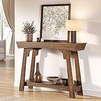 Vista 4 de LITTLE TREE 41-Inch Console Table with Storage, 2-Tier Sofa Table Behind Couch, Farmhouse Entryway Table for Living Room, Hallway (Rustic Brown)