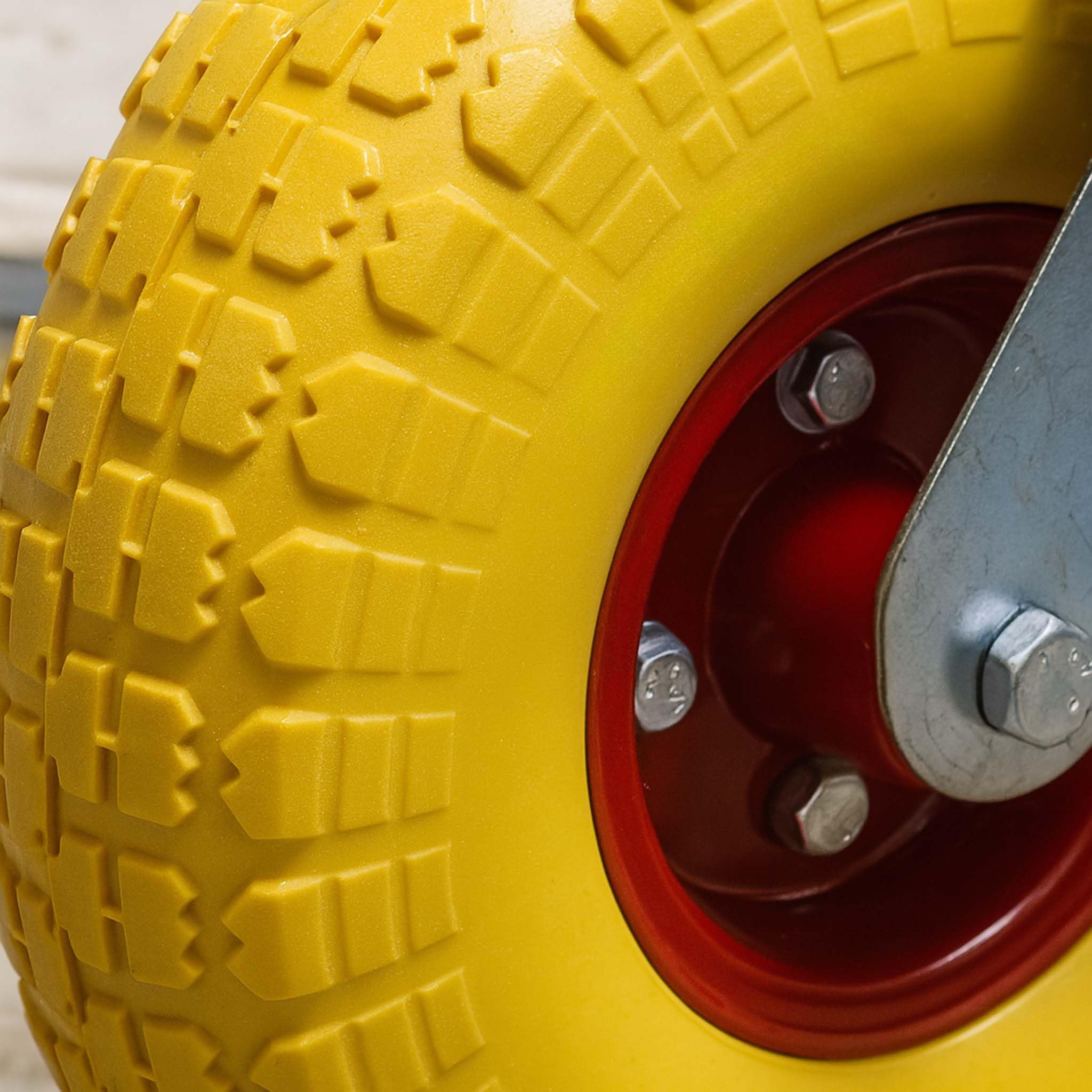 Zestaw kół transportowych 2 kółka transportowe 258x78mm antyprzebiciowe żółte 150kg na koło