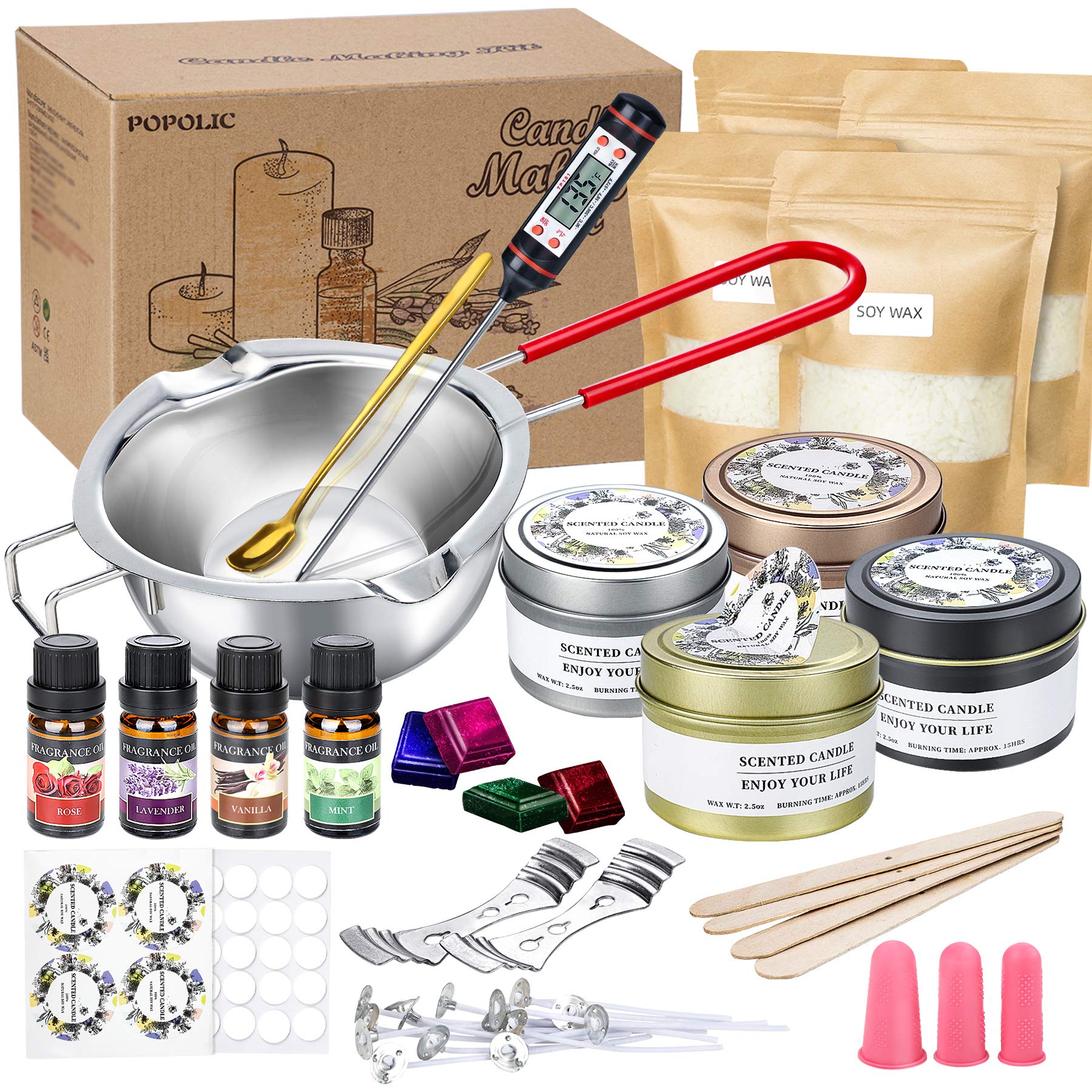 Popolic Candle Making Kit Supplies DIY Scented Soy Candles Colored