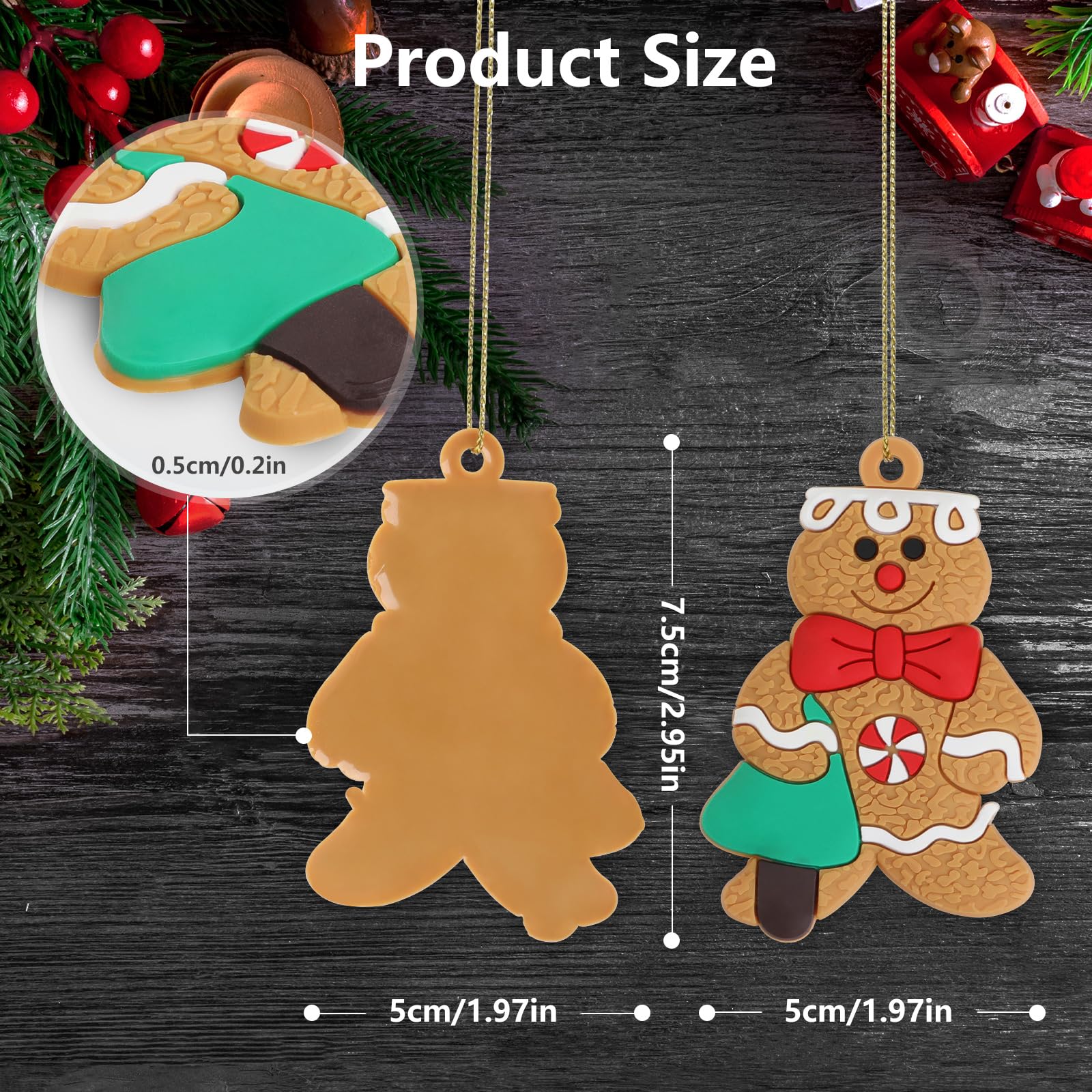 Omino Pan Di Zenzero Decorazioni Ornamenti Natalizi Omini Pan Di Zenzero - 12 Pezzi, Con Spago, Per Albero E Decorazioni Caramelle Zenzero - Foto 4