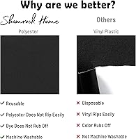 Vista 3 de Shamrock Home Mantel ajustable de poliéster de 6 pies, mantel rectangular elástico, mantel para mesas de 6 pies, funda de mesa de picnic para Negro