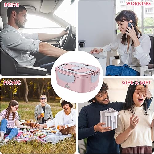 Miniatura 7 de MDHAND Fiambrera eléctrica, calentador de alimentos, 65 W más rápido, lonchera calentada para alimentos de 110 V12 V24 V, caja de almuerzo