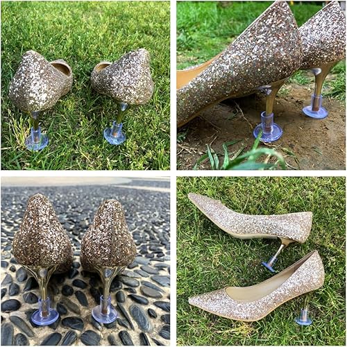 Miniatura 4 de AHCUTE 16 pares de tapones de tacón alto  4 tamaños de tapones de talón para mujer, para boda, protectores de talón transparentes para zapatos para