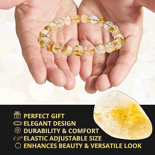 Miniatura 4 de Pulsera de cristal curativo para mujeres y hombres Pulsera con cuentas redondas de 8 mm para mujeres y hombres Pulsera unisex elástica de gemas
