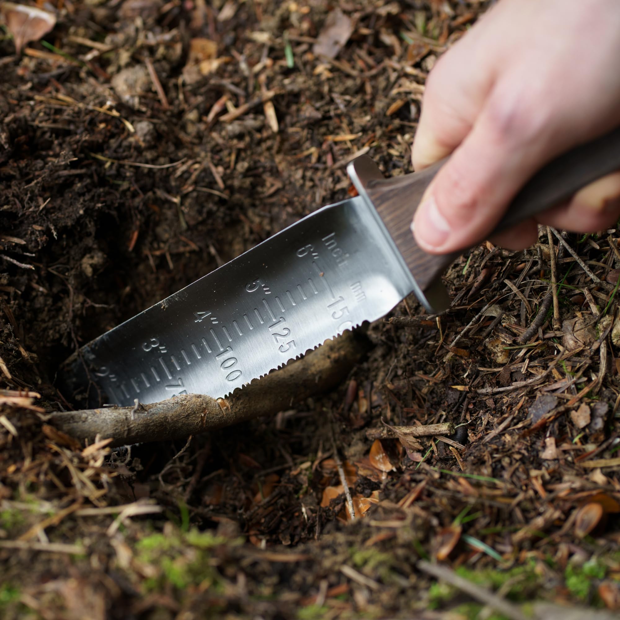Digger Inoxydable Couteau de Jardin Pelle pour détecteur de métaux et Retourner à la Main en (avec Manche en Bois de wengé, Polyester Étui et meule de Travail)