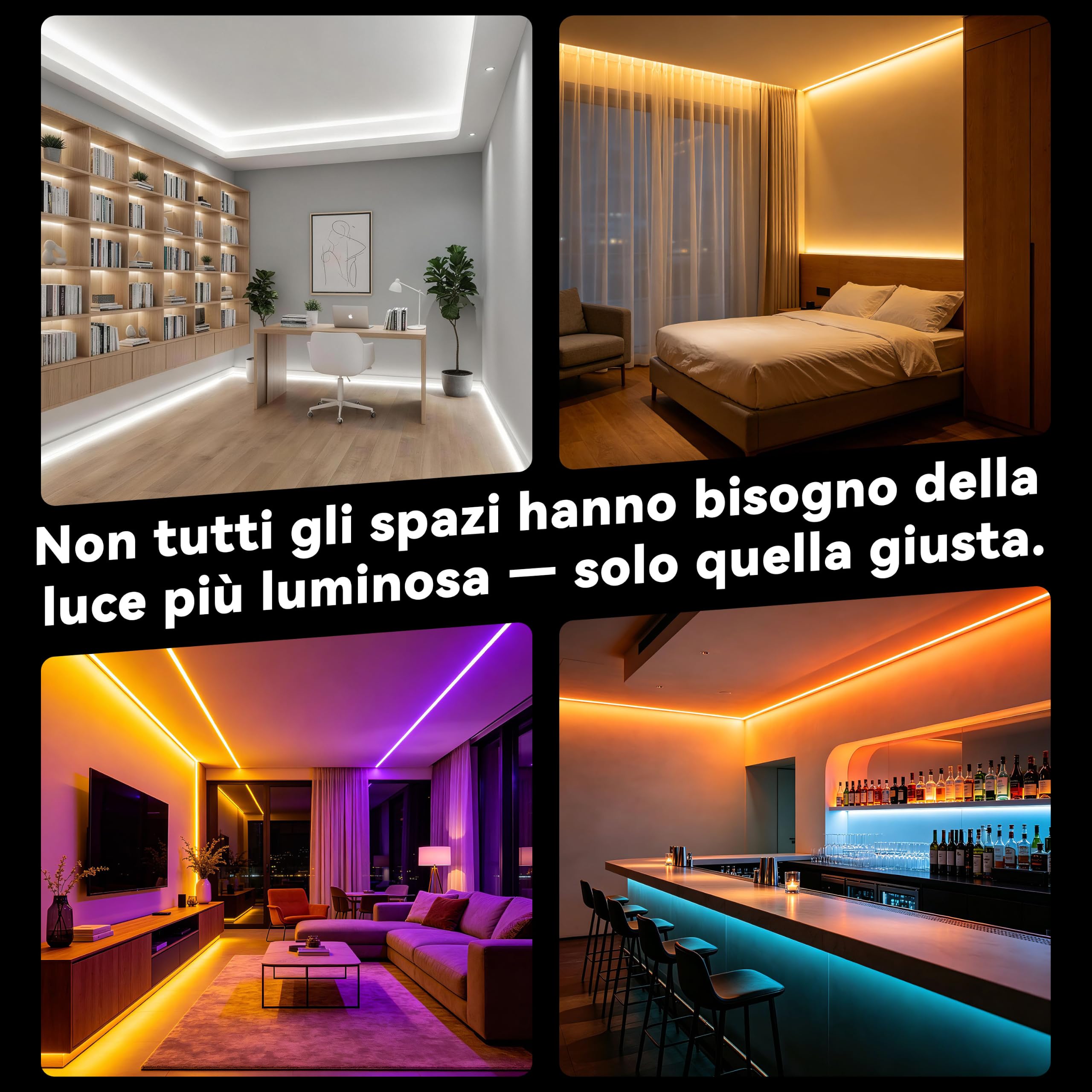 OULARA Smart RGBCCT COB Striscia LED da 6m,Dimmerabile RGB+WW/CW 2700K-6500K 24V kit Striscia LED con Controllo APP/Telecomando RF,Controllo di Gruppo,Modalità Musica per Decorazioni fai da te