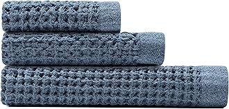 ONSEN Bath Sheet Set - Waffle Weave 100% Supima Cotton Towel - Lusciously Soft, Durable, Fast Absorbing Waffle Towel Bath Towel, Denim Blue