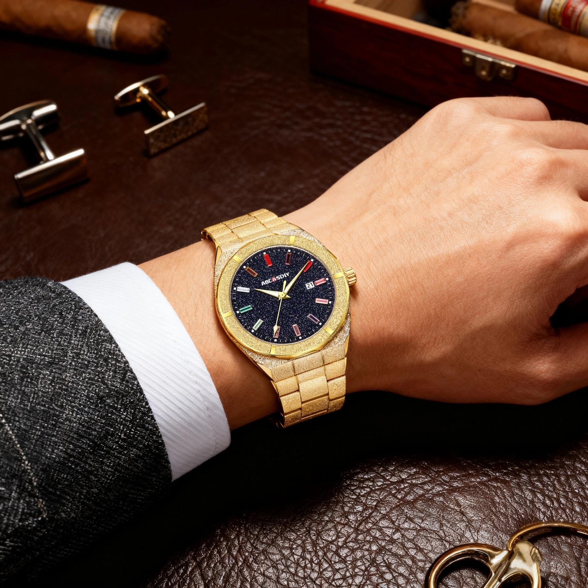 Reloj de pulsera de cuarzo de acero inoxidable para hombre de negocios, de lujo, con fecha automática, con manecillas luminosas, relogio masculino