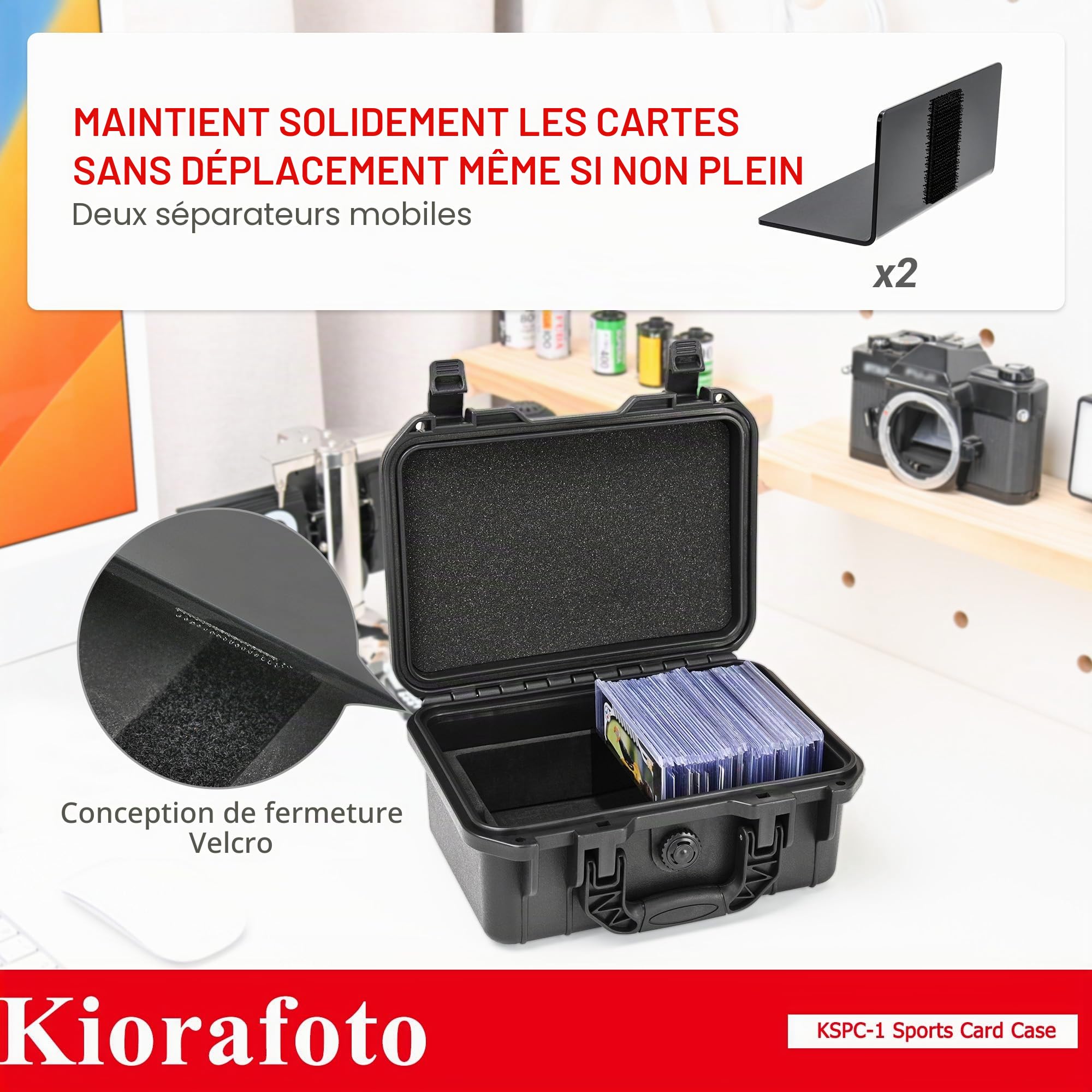 Kiorafoto Boîte de Cartes Gradées, IP67 Boîtier de Carte de Transaction Étanche, Compatible avec 100 + 3 "x 4" 35pt Toploader ou 15 + 180pt One Touch Boîtier de Carte Magnétique avec des Étiquettes