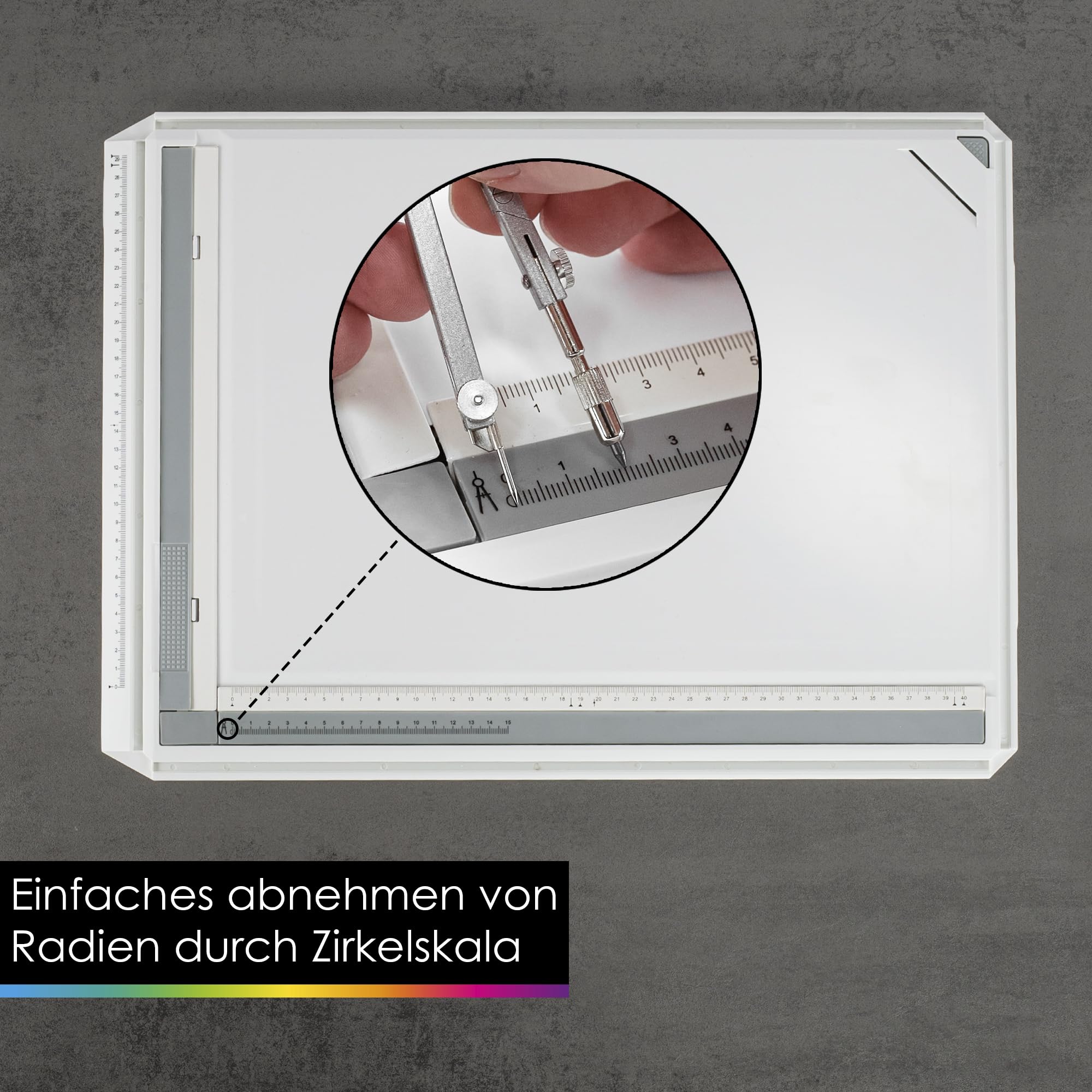 OfficeTree Zeichenplatte A3 - Inkl. Tragetasche, Schiebelineal, Geodreieck uvm. - Zeichenbrett A3 für exaktes Arbeiten - DIN A3 Zeichenplatte, Weiß