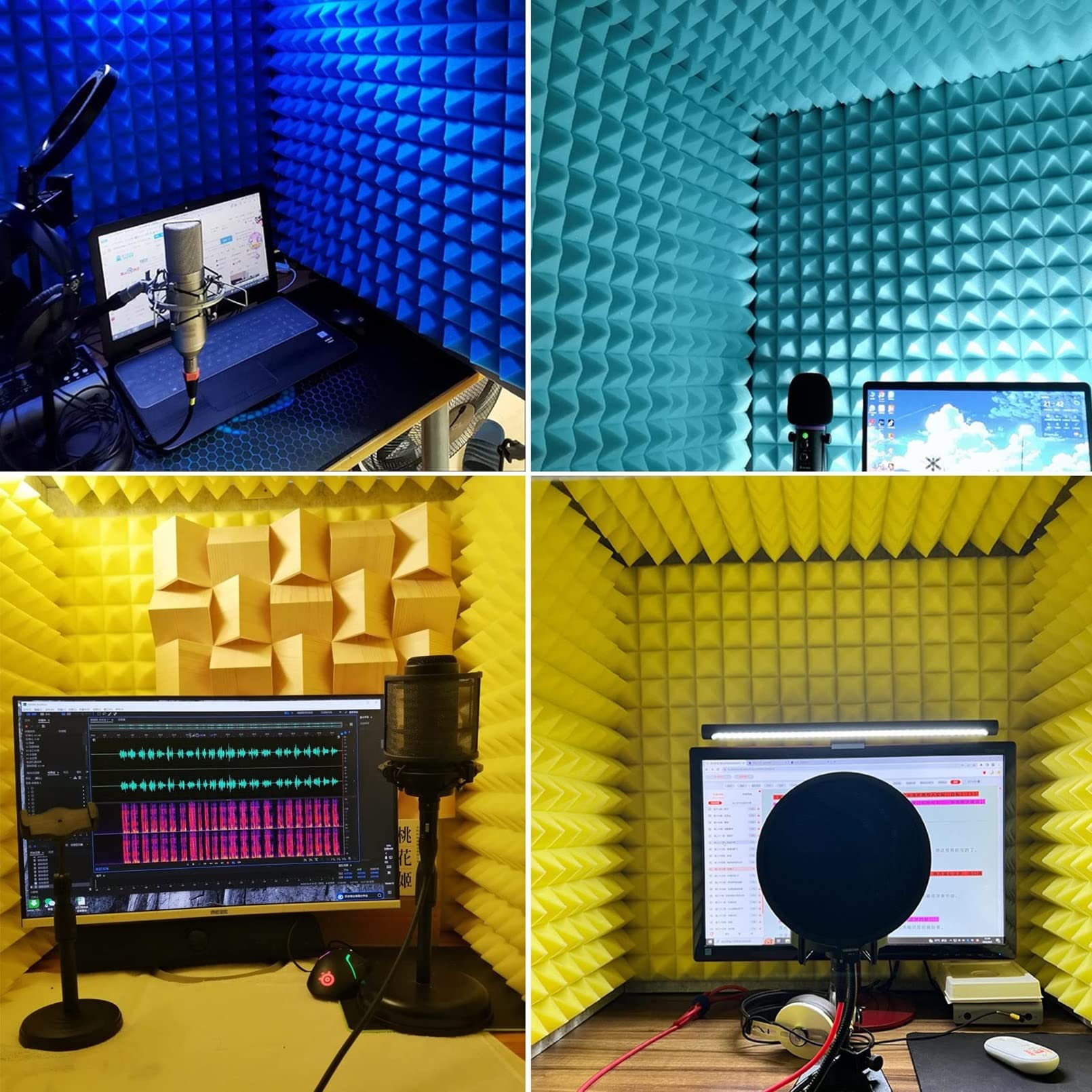 Dźwiękoszczelna kabina nagrywania, przenośne studio nagraniowe, izolator szumów z pianki mikrofonowej, ochrona stołu do podcastów i studia, zielona