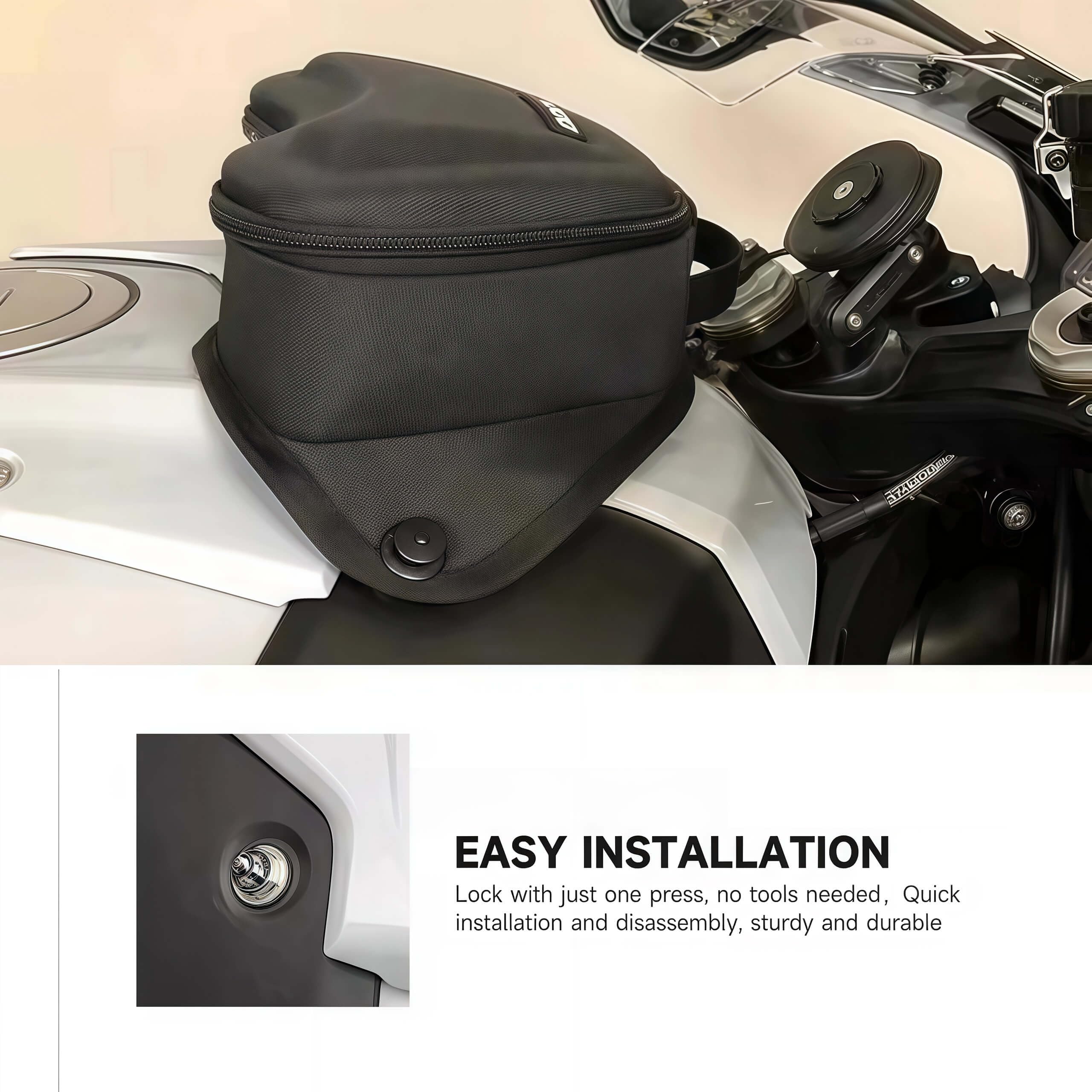 Neue Schwarze Nylon-Tanktasche für BMW S1000R und S1000RR 2020–2024, Wasserdicht, mit Schnellverschluss, Motorradzubehör
