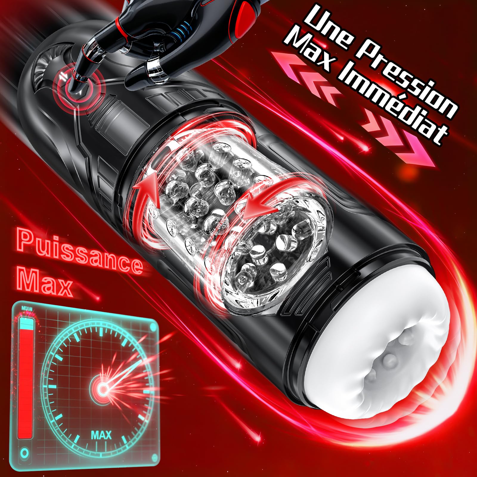 HIVEFUN Masturbâteur Homme Mains Libres, Sex Toys Masturbateurs Masculins Automatique avec Turbo en un Clic 7 Modes de Poussée et de Rotation