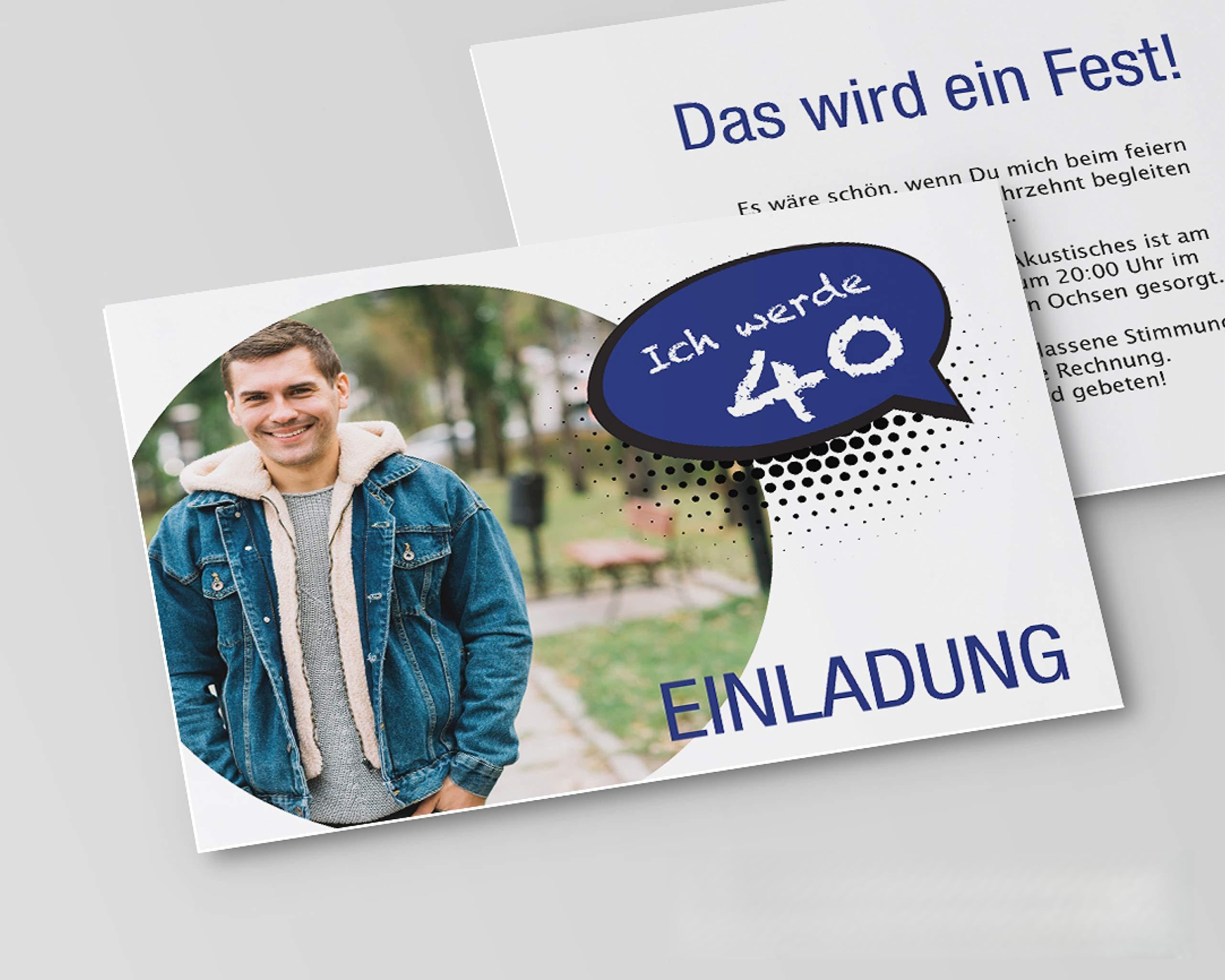 Cartes d'invitation d'anniversaire pour un anniversaire - Gonflable - Pour tous les ans, bleu, 30 Stück