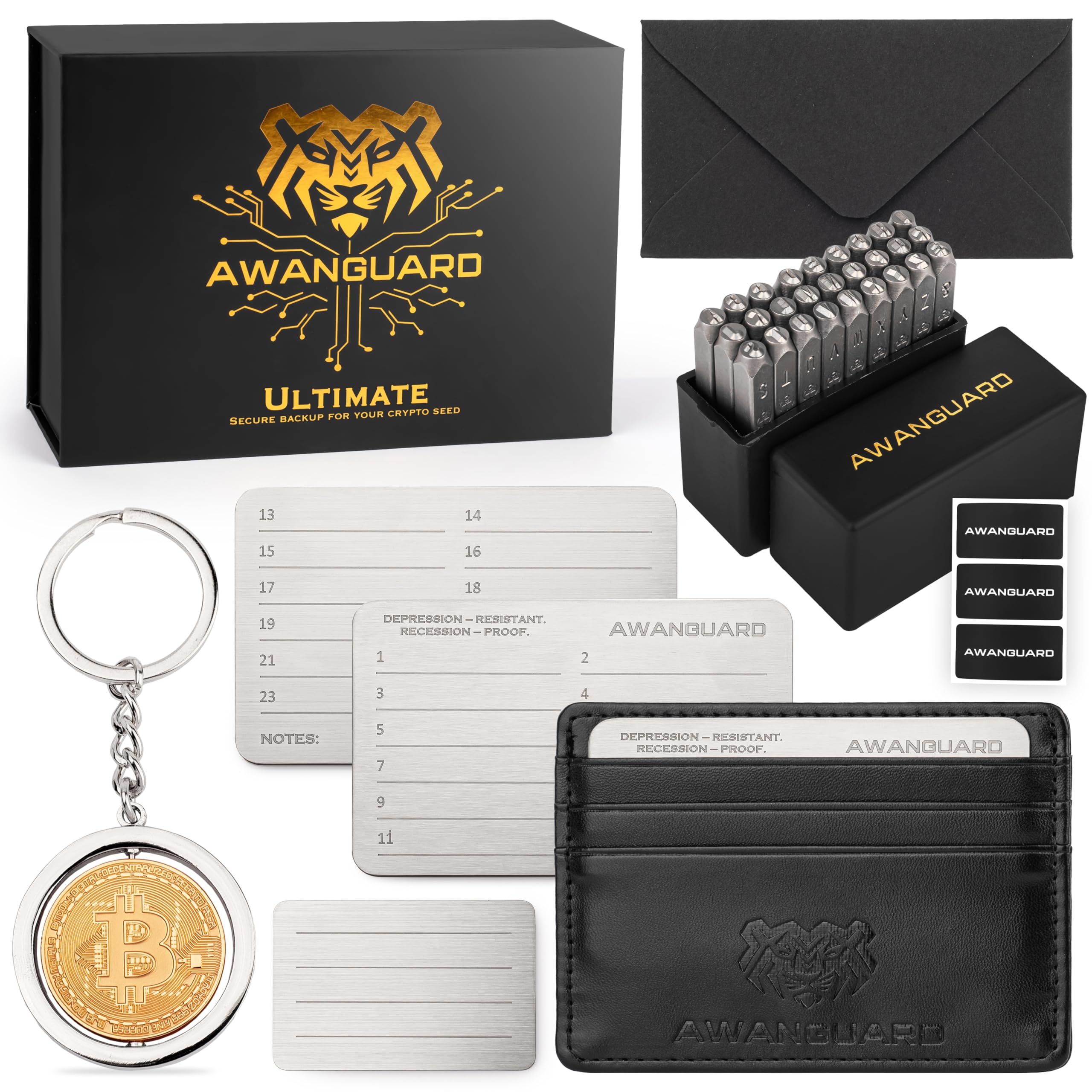AWANGUARD Ultimate - Bitcoin stalen crypto-portemonnee, Mnemonic crypto  seed zin opslagplaten 3x24 backup, compatibel met Ledger, Trezor en ALLE  portemonnees : Amazon.com.be: Kantoorproducten