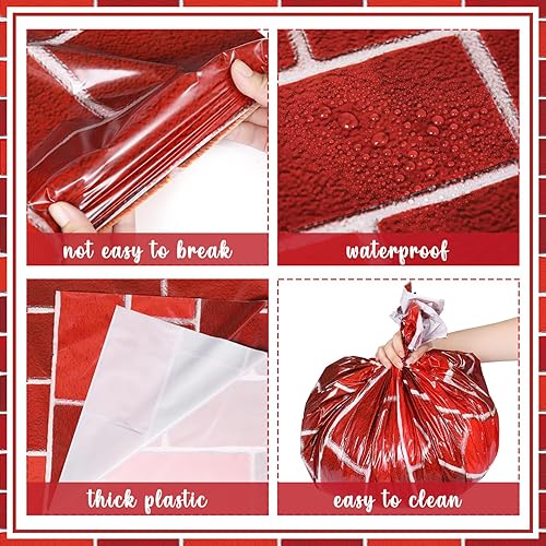 Miniatura 5 de Rollo de mantel de pared de ladrillo rojo de 100 pies x 54 pulgadas con cortador de diapositivas, estación de envoltura de fondo de fotos,