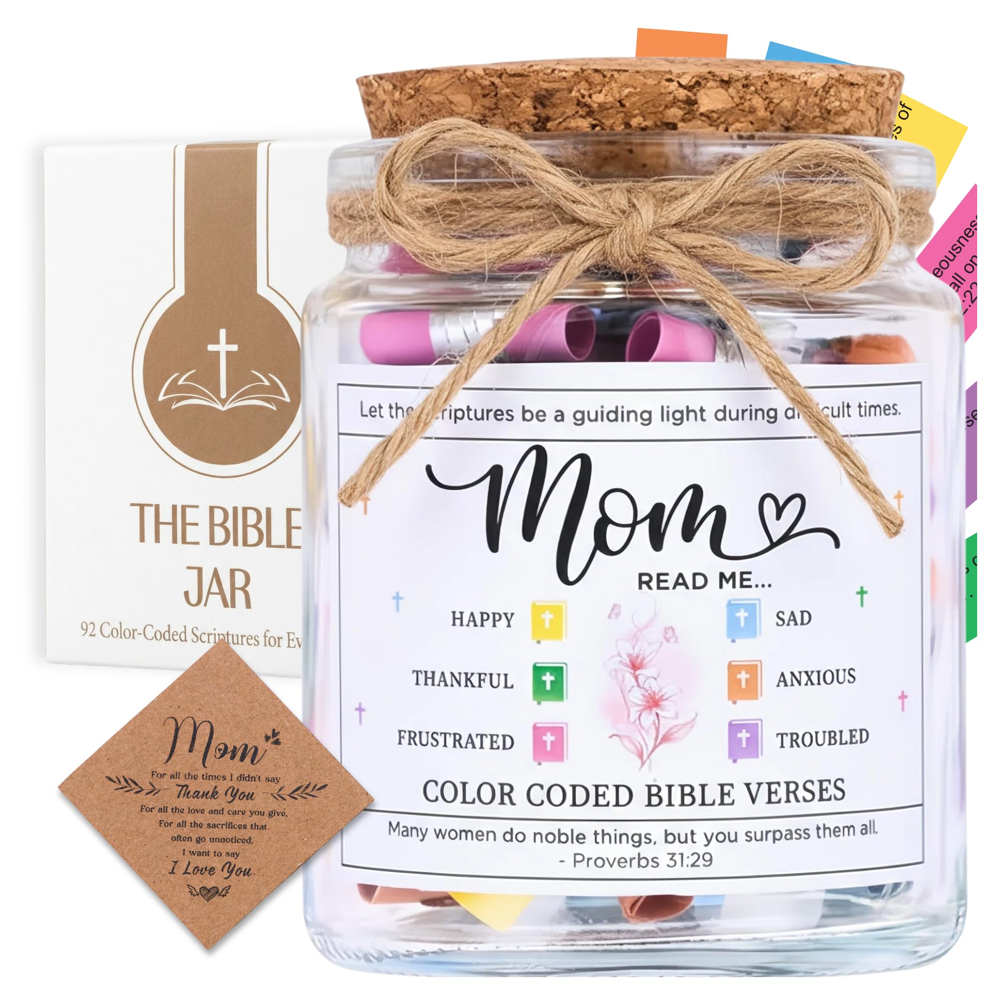 SOLMAY Bible Read This When Bible Verses Jar for Mom — Birthday Gifts for Mom from Son Daughter, Religious Christian Gifts for Mom, Sentimental Gift for Mom, Scripture Jar with Affirmation Cards