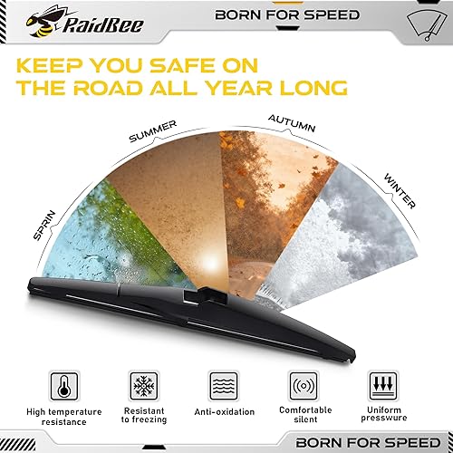 Miniatura 4 de Raidbee Repuesto de limpiaparabrisas trasero de 10 pulgadas para Toyota RAV4 2013-2018, Highlander 2020-2024Jeep Compass 2018-2024, calidad original