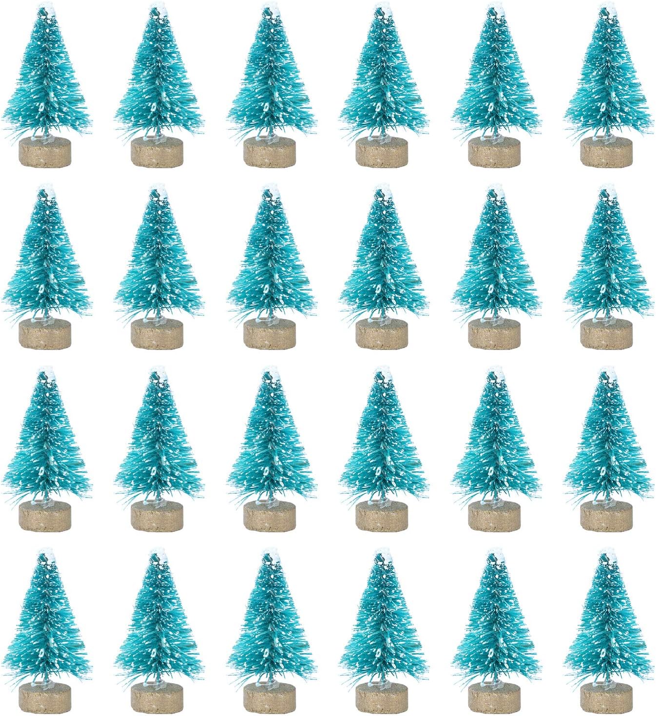 24 Pcs Mini Christmas Tree Miniature Pine Trees with Wooden Base for Crafts Christmas Party Home Decoration