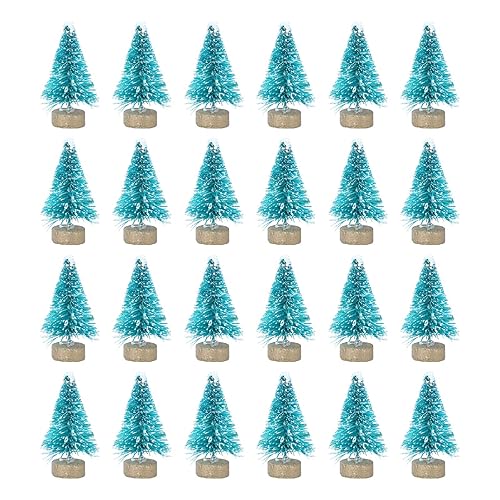 24 Pcs Mini Christmas Tree Miniature Pine Trees with Wooden