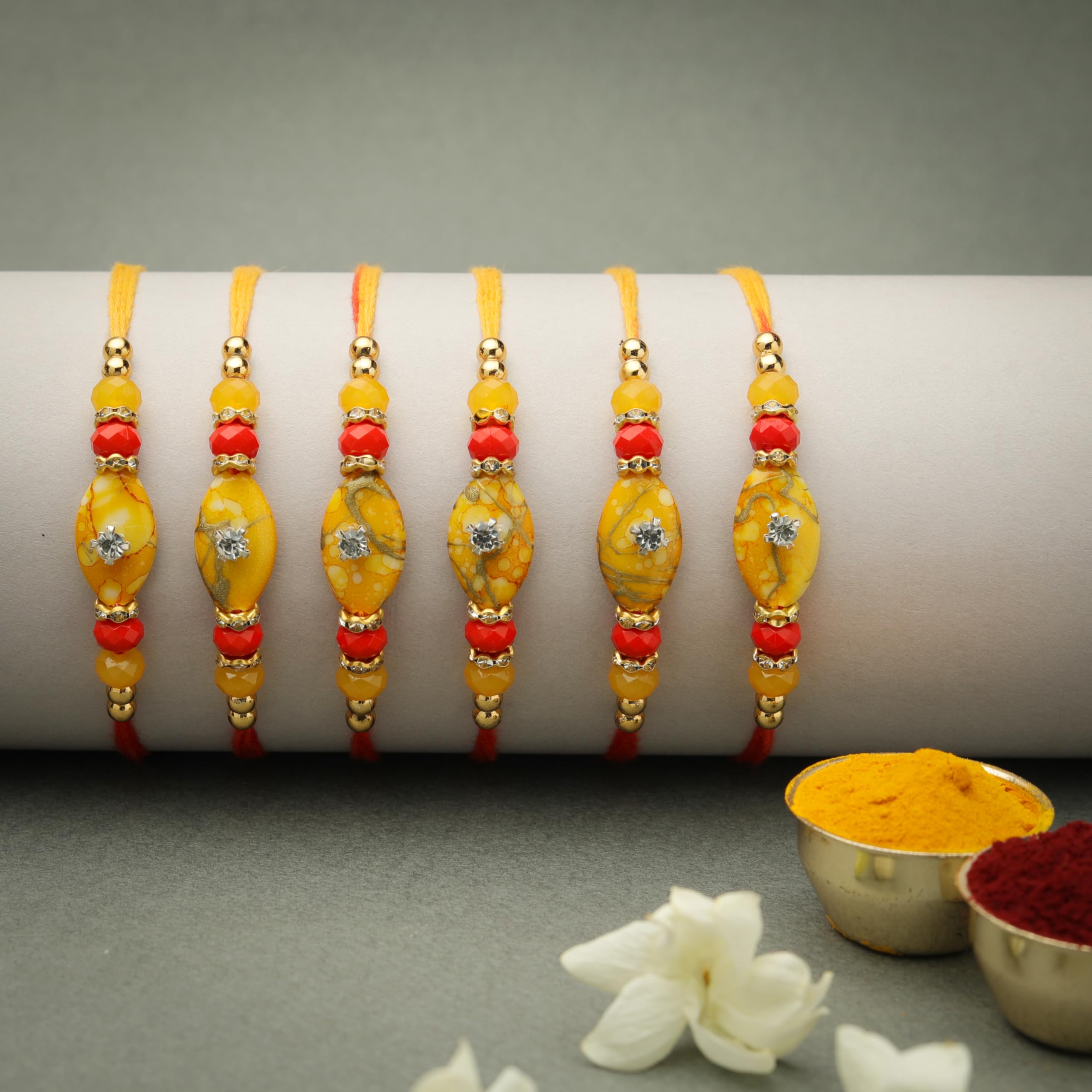 Set Of 4 Rakhi For Brother Thread Bracelet For Bhai Bhabhi