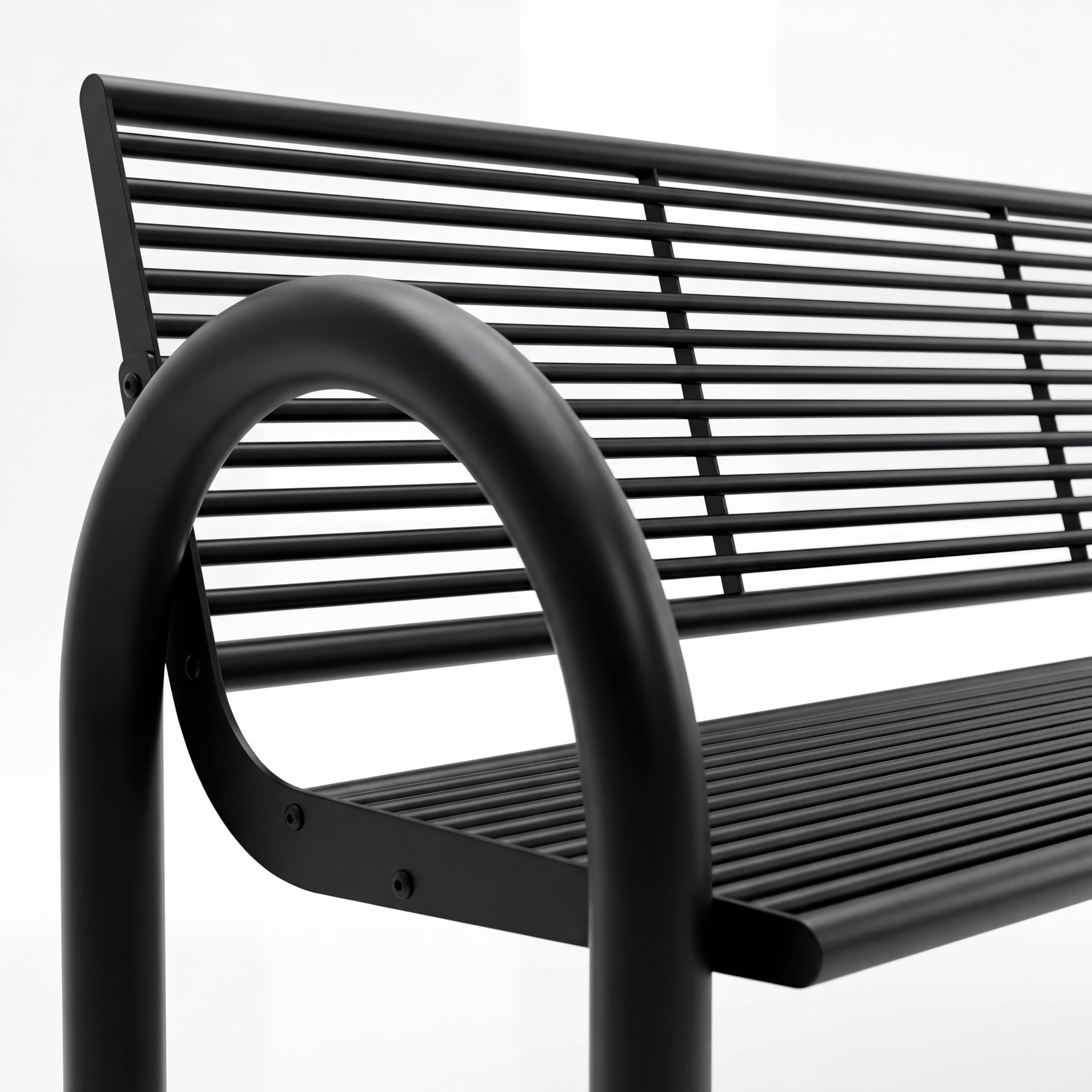 MATERIUM® Gartenbank Metall Schwarz - extra stabile Bank aus Metall mit 150 cm Sitzbreite, wetterfest & widerstandsfähig - hochwertige Sitzbank aus Stahl mit edler Pulverbeschichtung (Schwarz Matt)