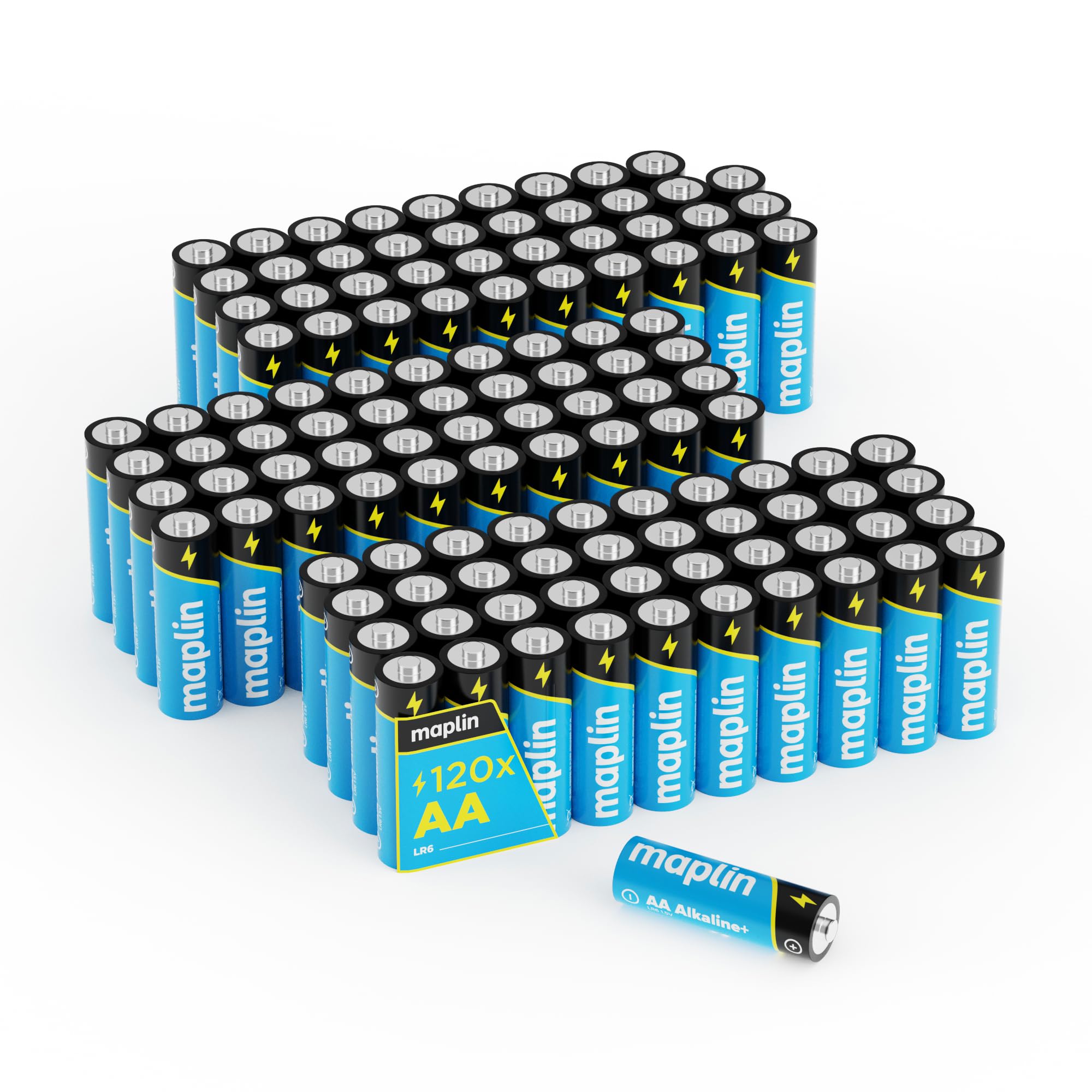 Maplin Lot de 120 Piles alcalines AA LR6 1,5 V Haute Performance Durée de Vie 7 Ans