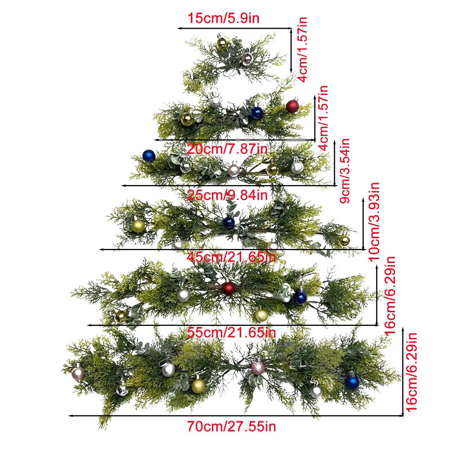 Zibeem Sapin De Noël Mural, Décoration Murale Pour Sapin De Noël, Guirlande Plate Pour Sapin De Noël Pour Mur, Décorations Murales Peu Encombrantes À Suspendre Pour Sapin De Noël