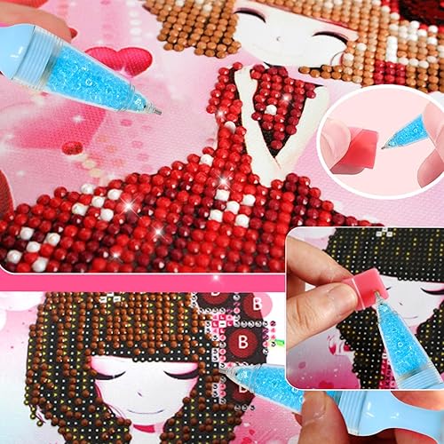 Miniatura 5 de Honbay 2 bolígrafos de pintura de diamantes, bonitos selectores de diamantes de imitación 5D, herramientas de pintura con diamantes de imitación