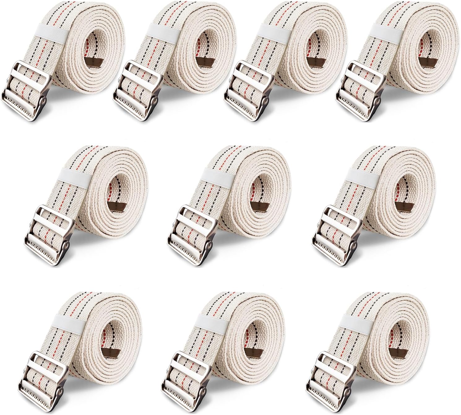 Aliseniors 10 Pack Transfer and Gait Belt with Metal Buckle - 60 Inch, Standing and Transfer Walking Assist Aid for Seniors, Elderly Patients, Caregiver, Nurse, Therapist