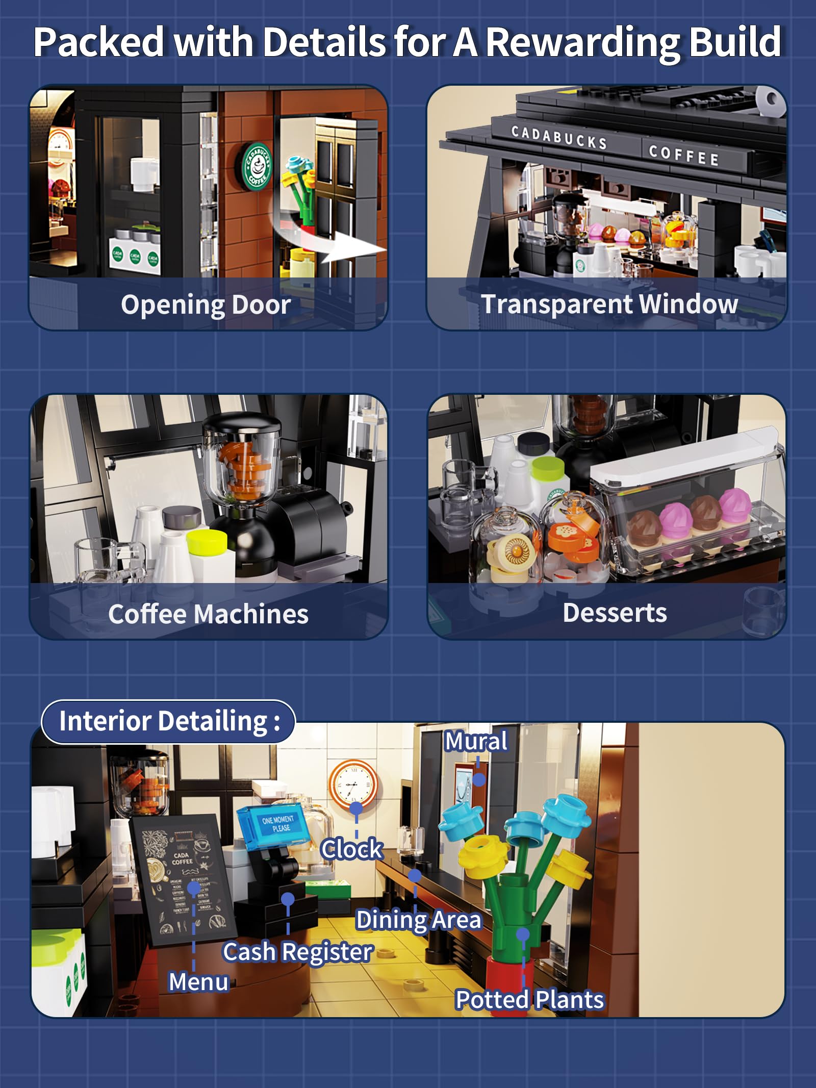 Amazon.co.jp: CaDA ブロックキット カフェ 喫茶店 コーヒーショップ