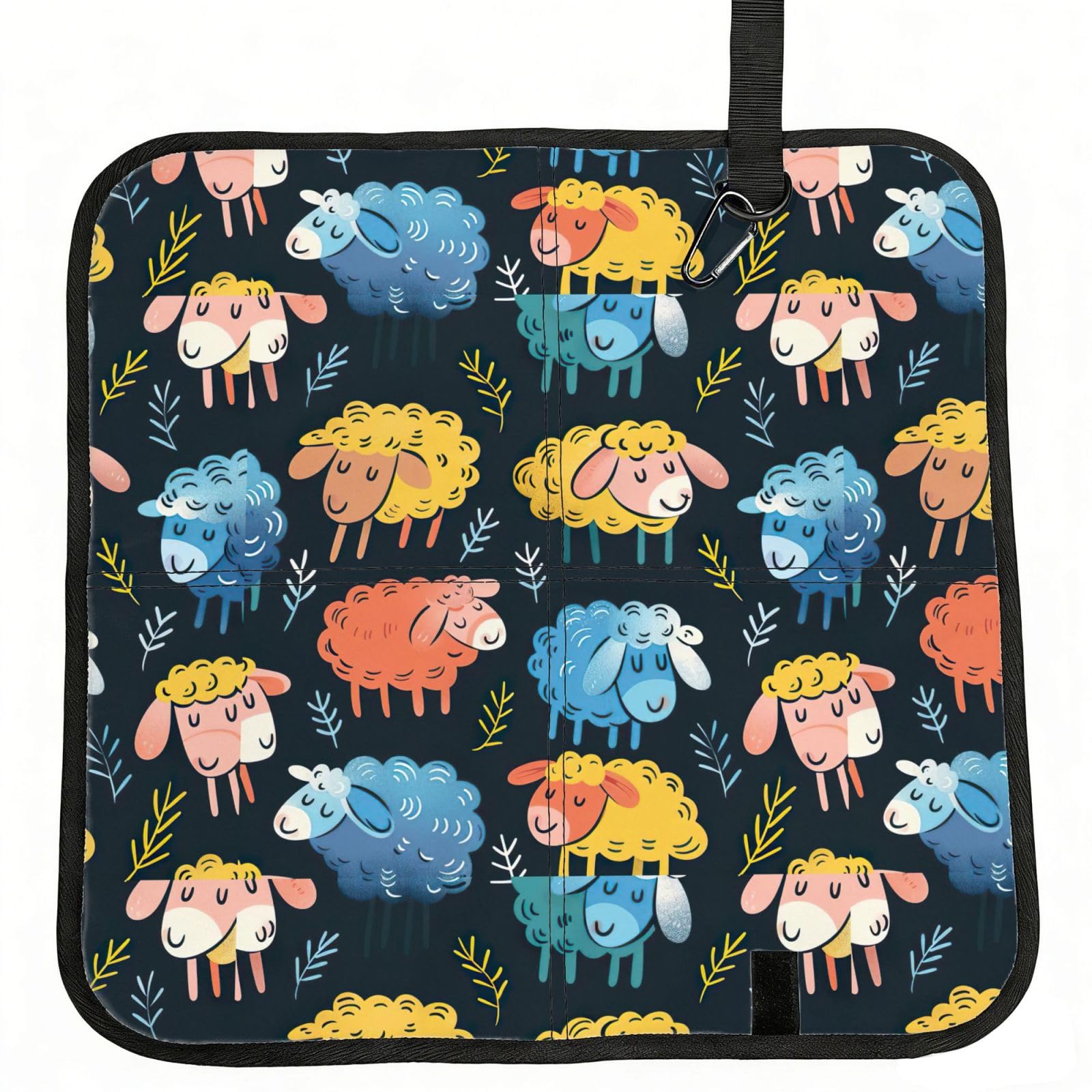KAPPTYY Cute colorful sheep cartoon pattern Printed Bleacher Seat Cushion PE Foam Filling, Foldable Sitting Pad for Concert Stadium Events