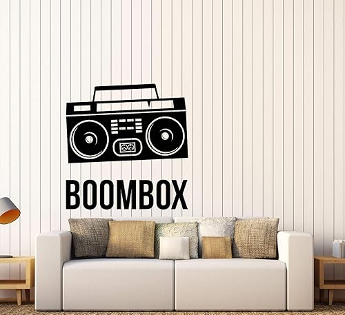 Vinilo adhesivo de pared retro Boombox Music Jambox para adolescentes, decoración grande (2872ig) negro