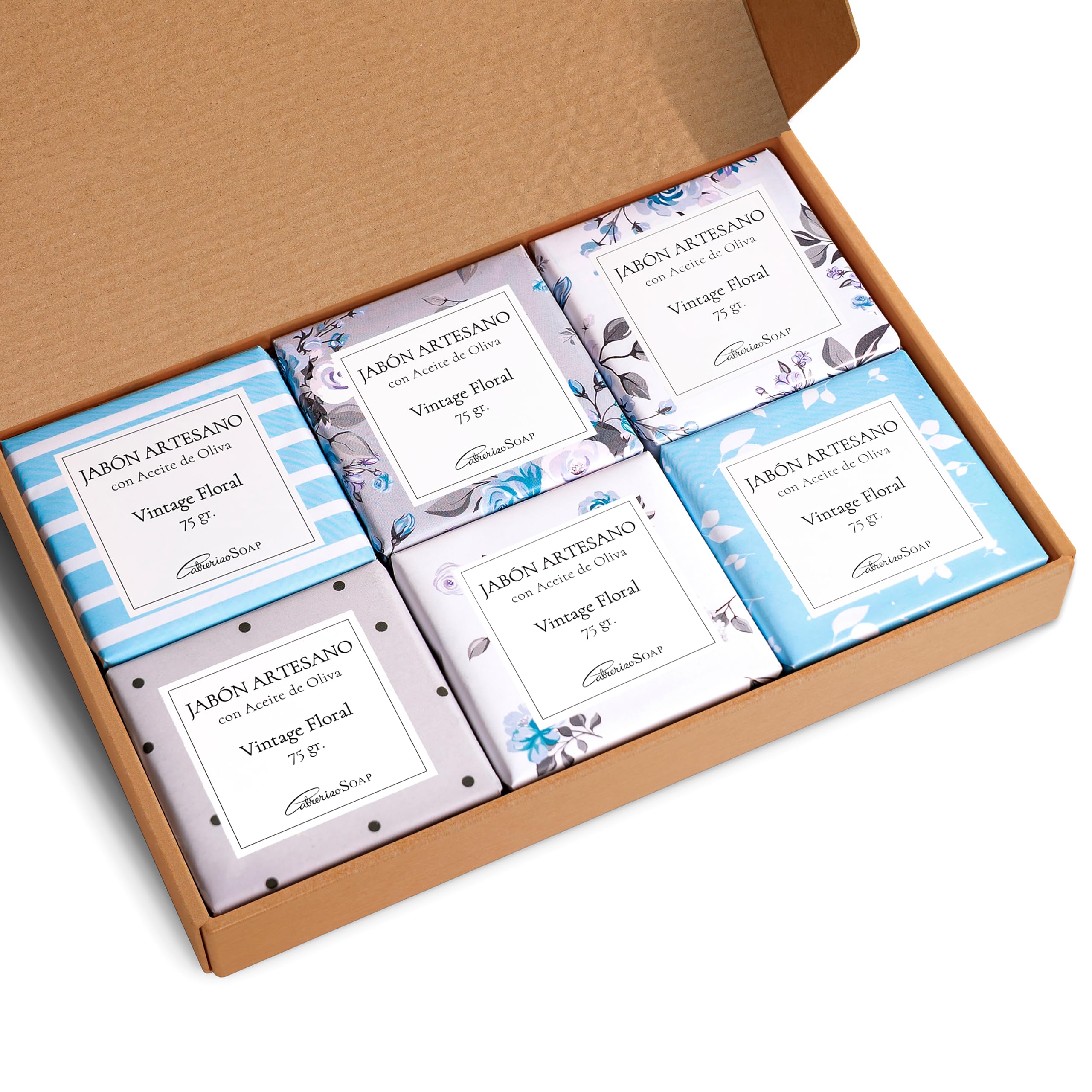 Jabones para regalar naturales – Pack de 6 x 75g pastillas de jabones naturales artesanos de lavanda para cara, cuerpo y manos – Limpieza facial y corporal suave para todo tipo de piel