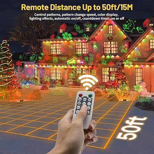 Miniatura 4 de Proyector de luces de Navidad para exteriores, 12 patrones de Navidad, IP65 impermeable, control remoto y temporizador, luz de decoración de Navidad