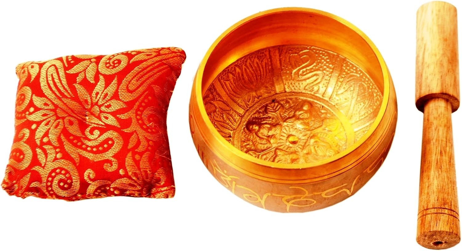 Purpledip Bell Metal Singing Bowl: Tibetan Buddhist Musical Instrument Set For Meditation, 4 inches (11317)