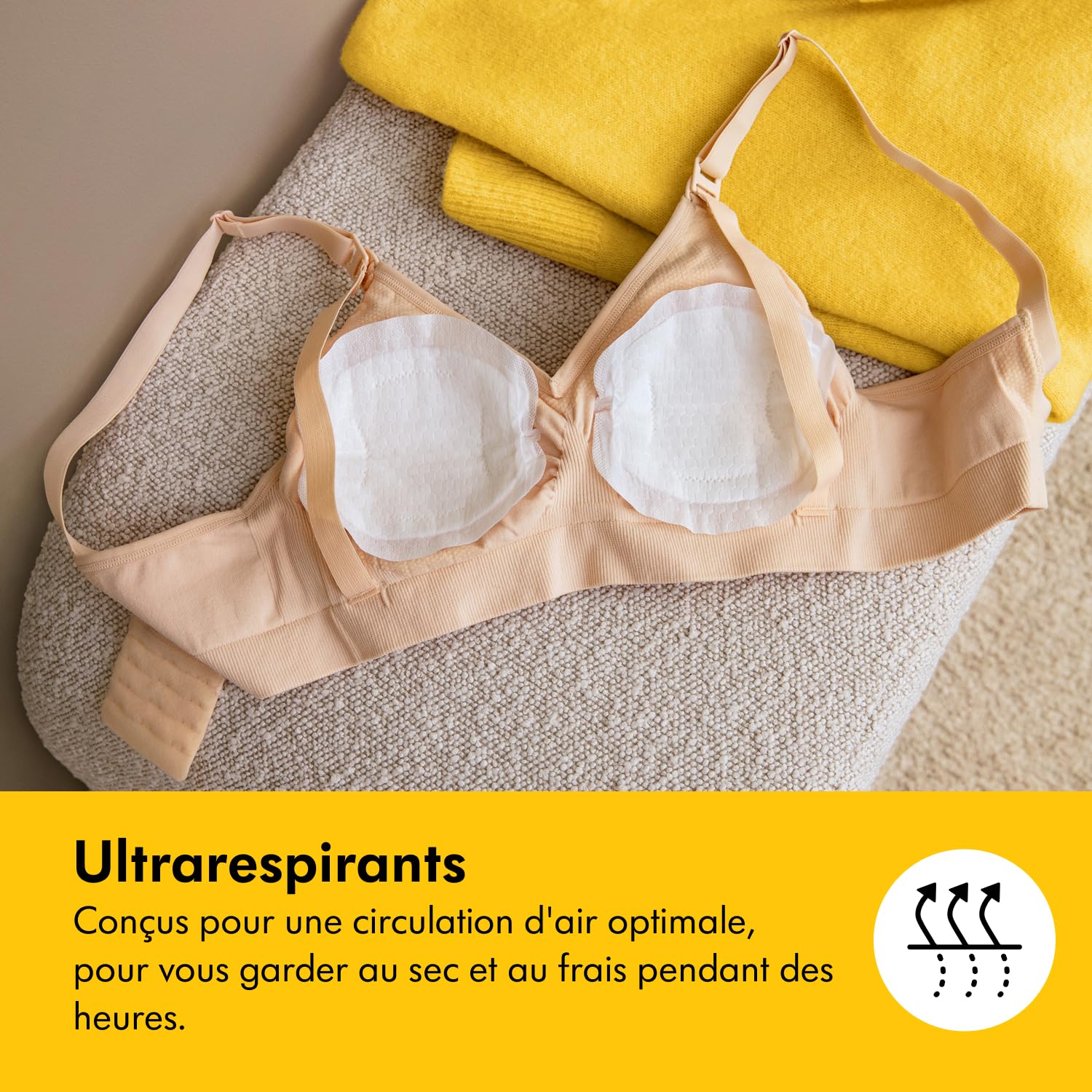 Medela coussinets d'allaitement ultrarespirants, hautement absorbants, design discret pour un port confortable, lot de 120